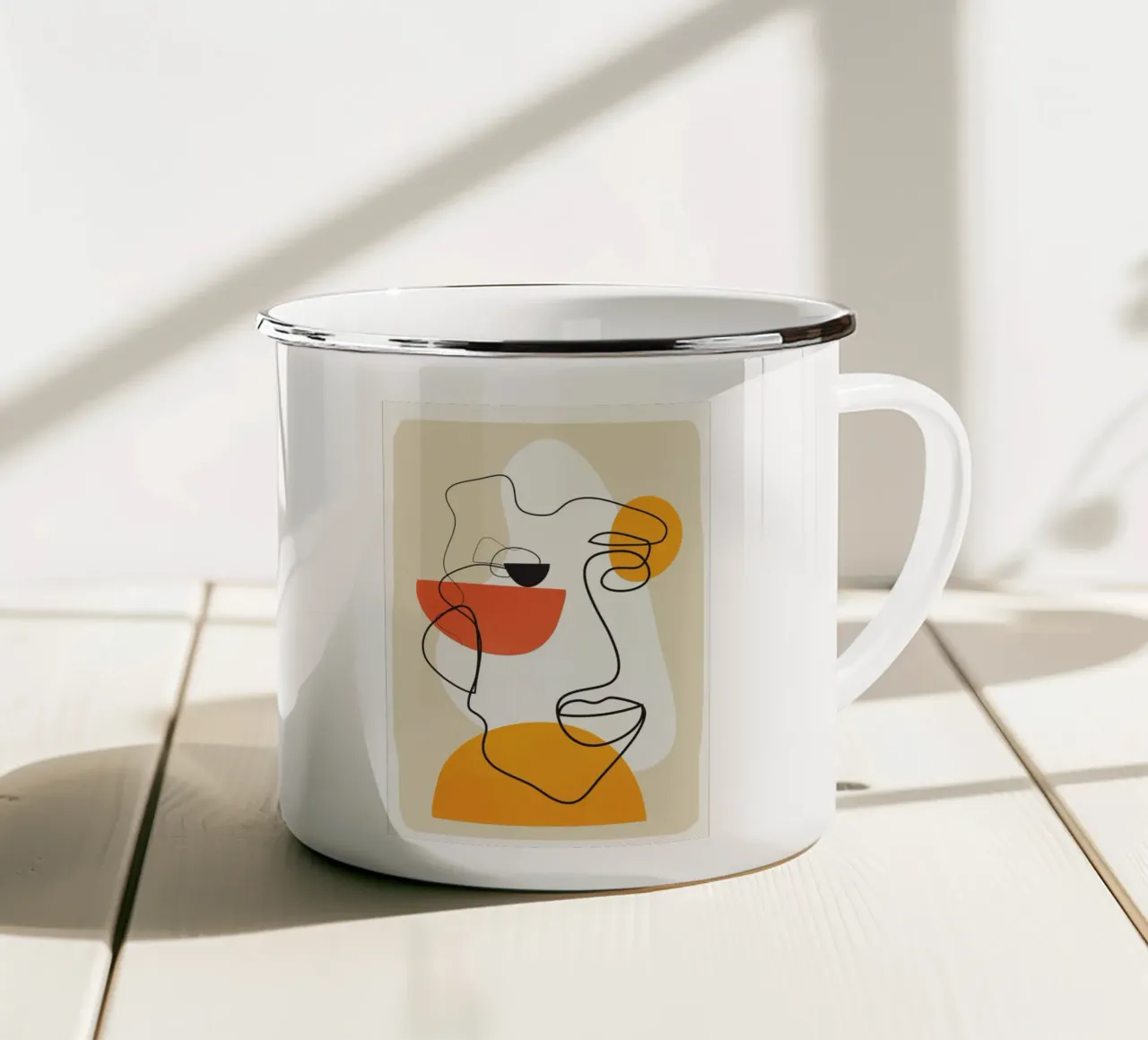 Abstract Face Line Design 03 mug en émail de cityart