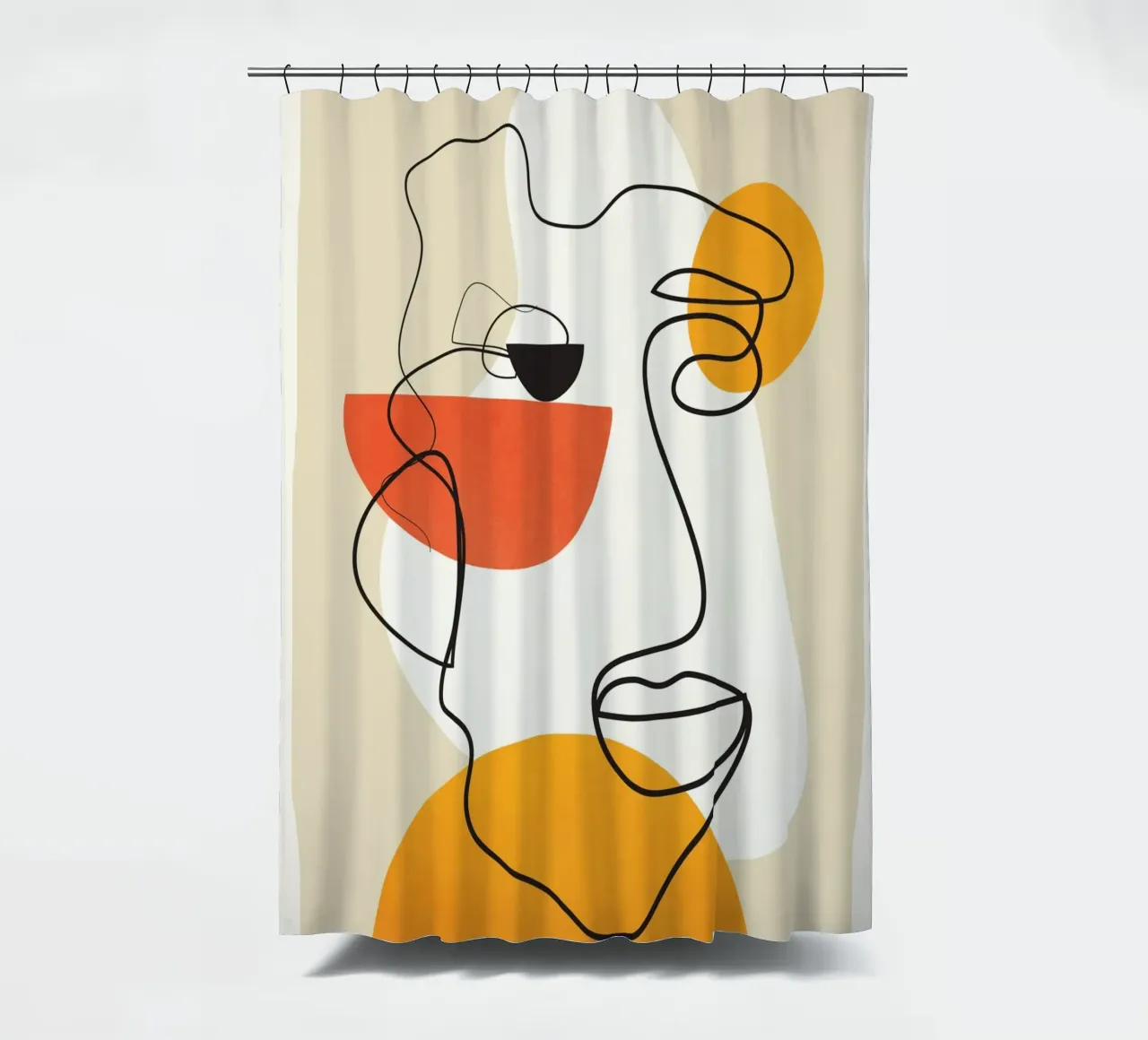 Abstract Face Line Design 03 cortina de baño de cityart