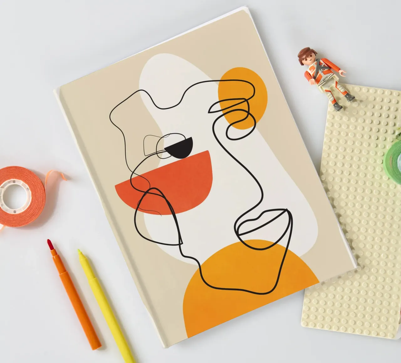 Abstract Face Line Design 03 notebook by cityart