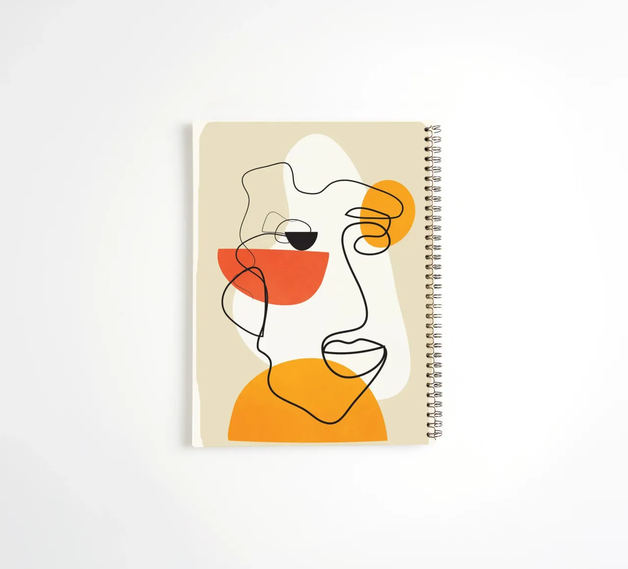 Abstract Face Line Design 03 spiral notebook by cityart