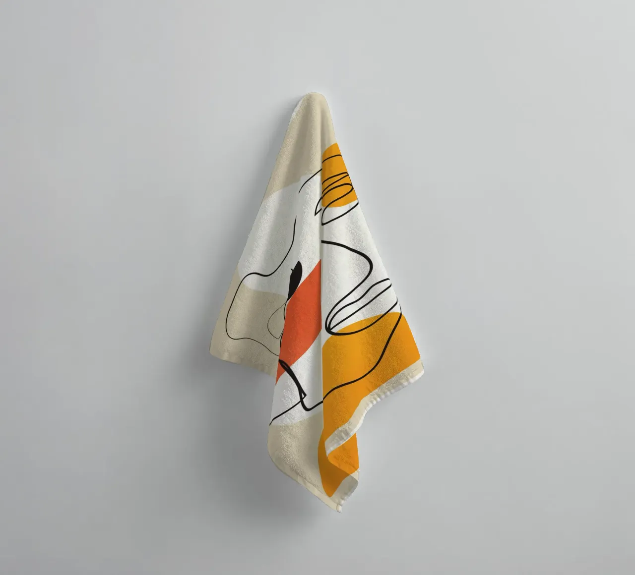 Abstract Face Line Design 03 towel by cityart