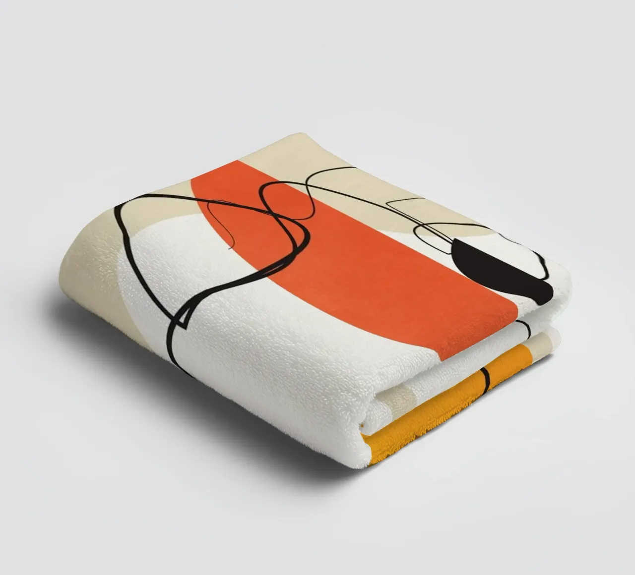 Abstract Face Line Design 03 towel by cityart