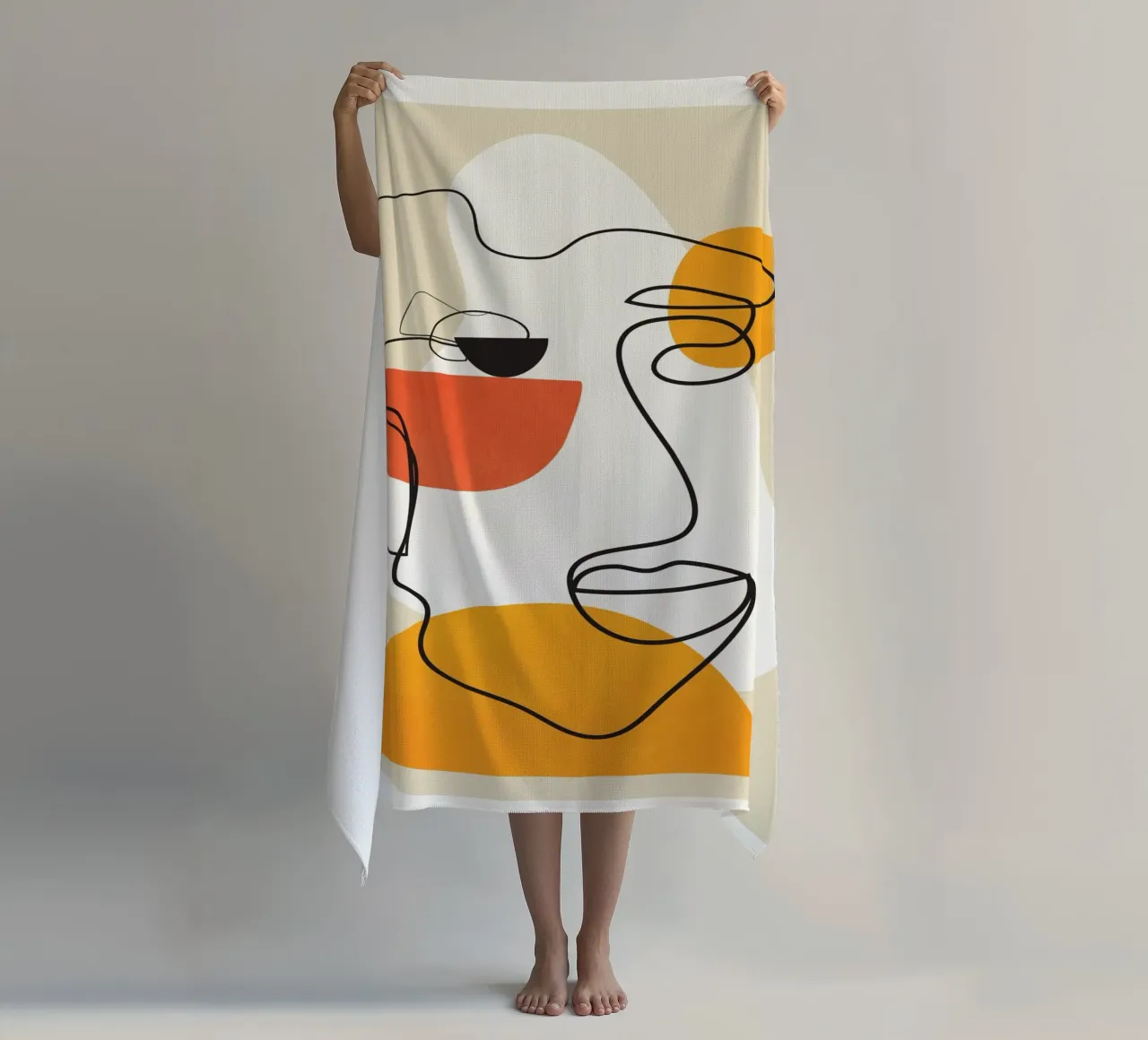 Abstract Face Line Design 03 telo mare da cityart