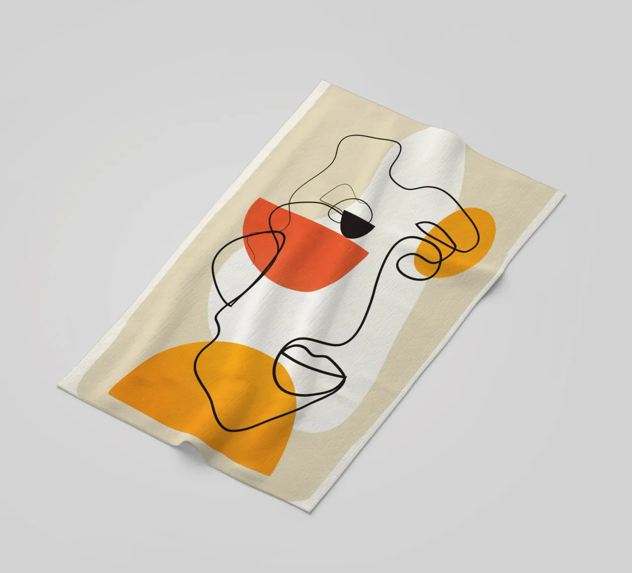 Abstract Face Line Design 03 Strandtuch von cityart