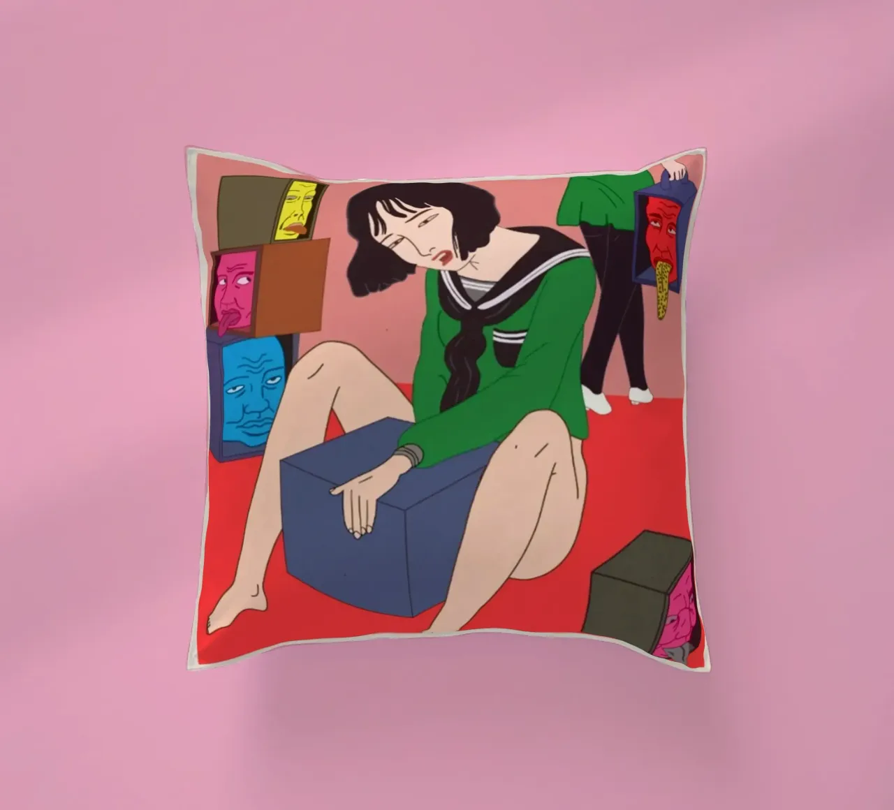 Toshio Saeki Girl Poster cuscino da Alishasteel