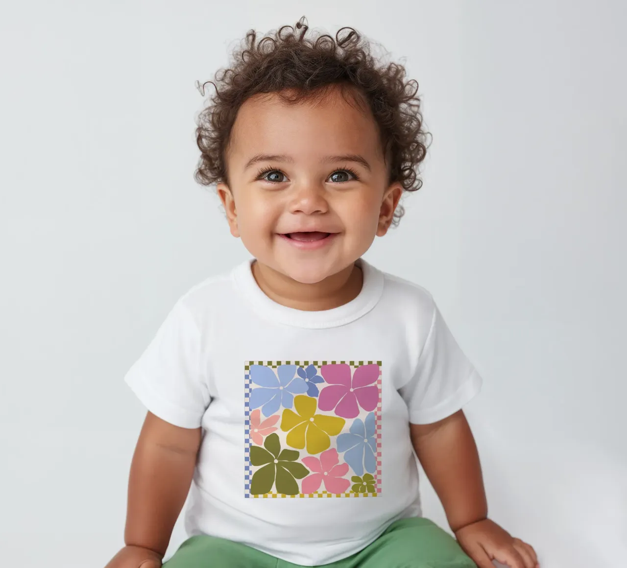 Carefree Blooms - check maglietta neonato da Gale Switzer