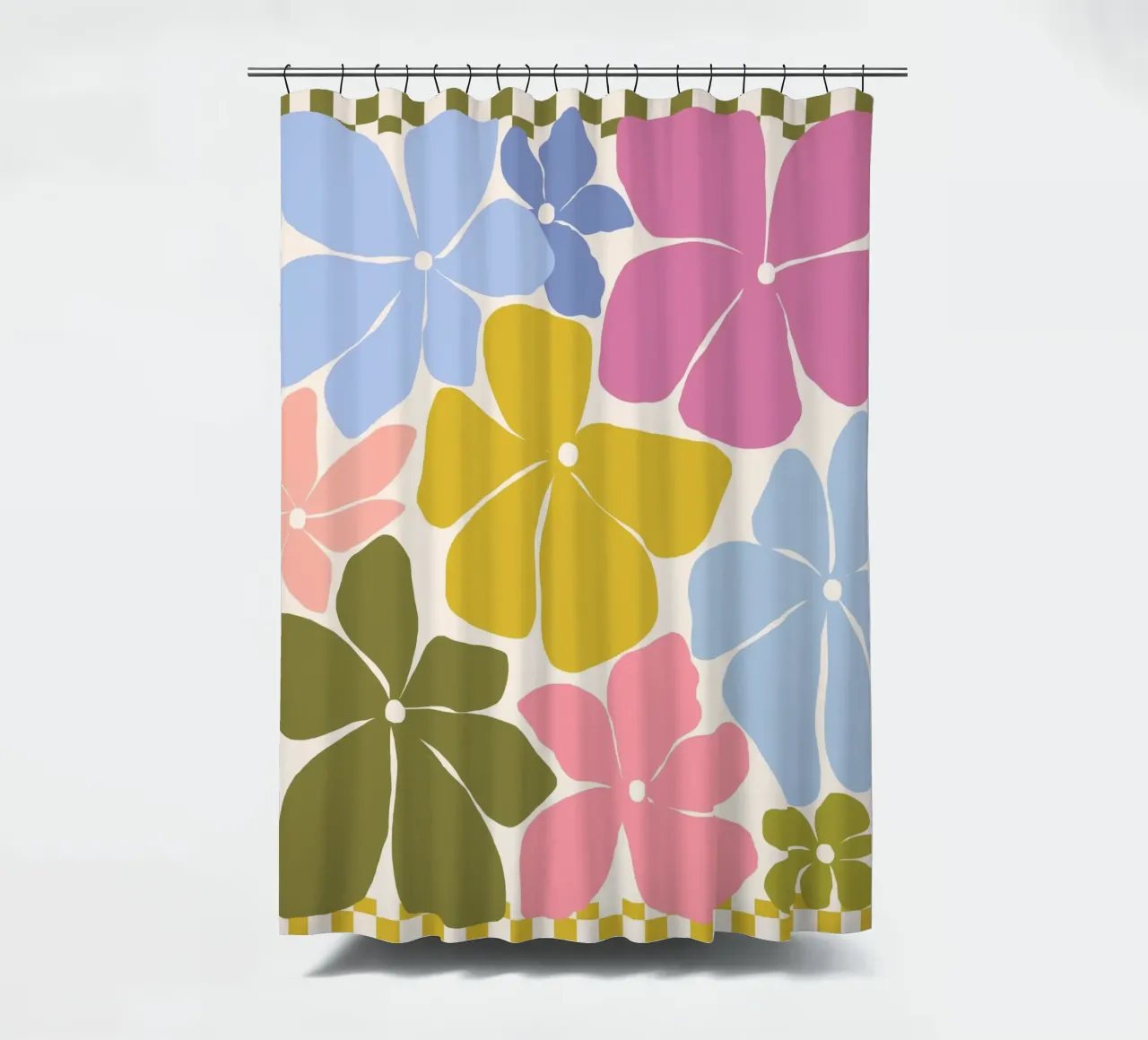 Carefree Blooms - check tenda da doccia da Gale Switzer