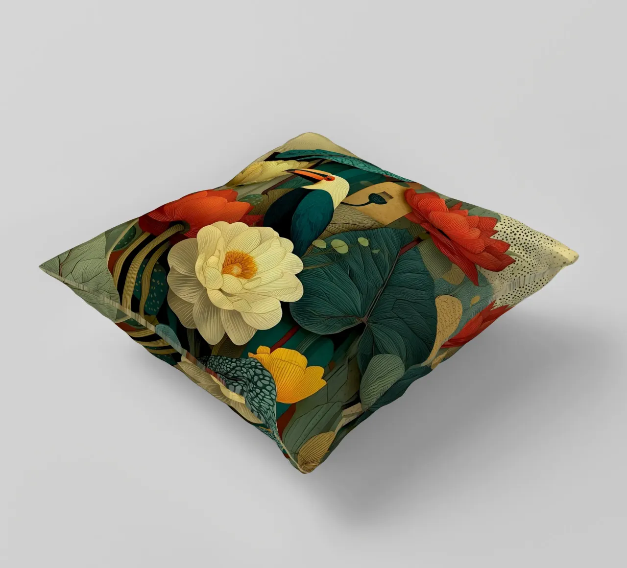 Uccello e fiori tropicali cuscino da Little Things