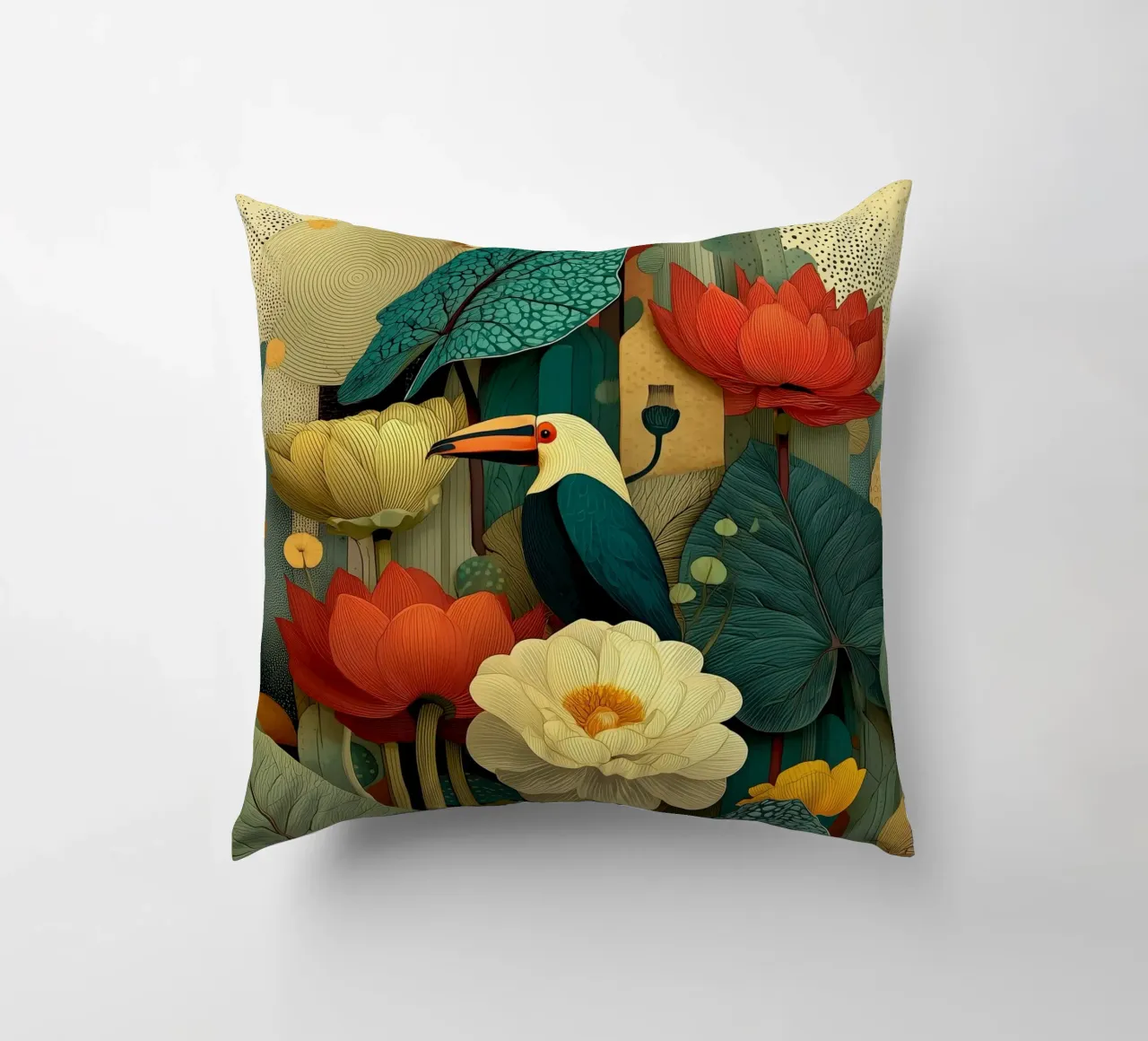 Uccello e fiori tropicali cuscino da Little Things