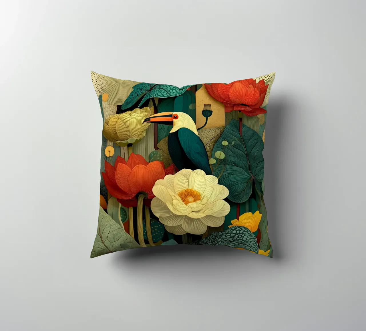 Uccello e fiori tropicali cuscino da Little Things