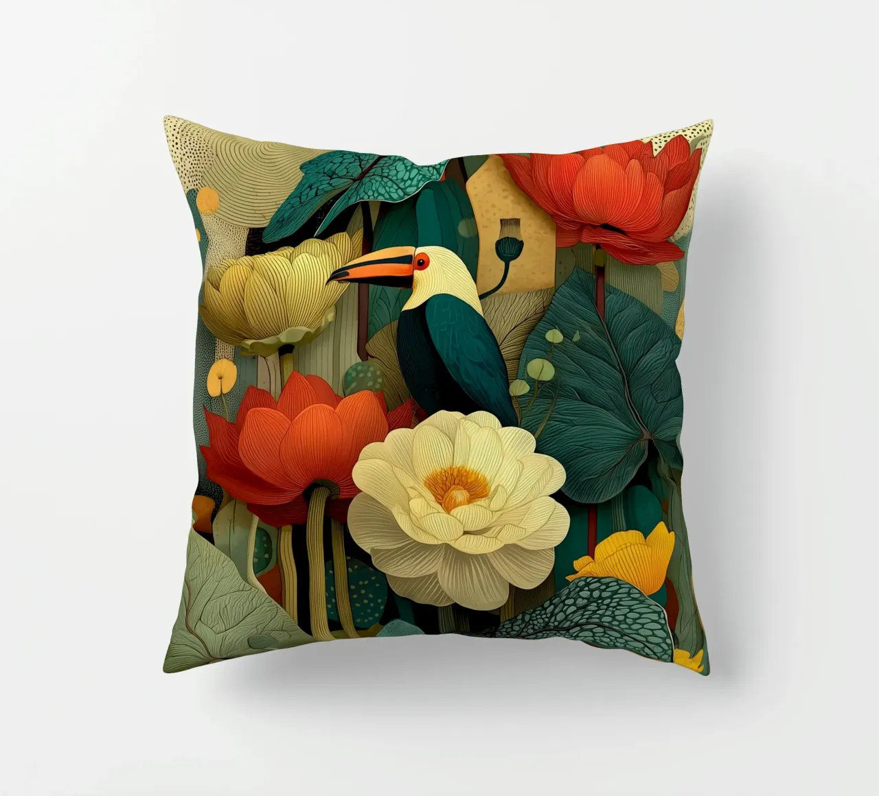 Uccello e fiori tropicali cuscino da Little Things
