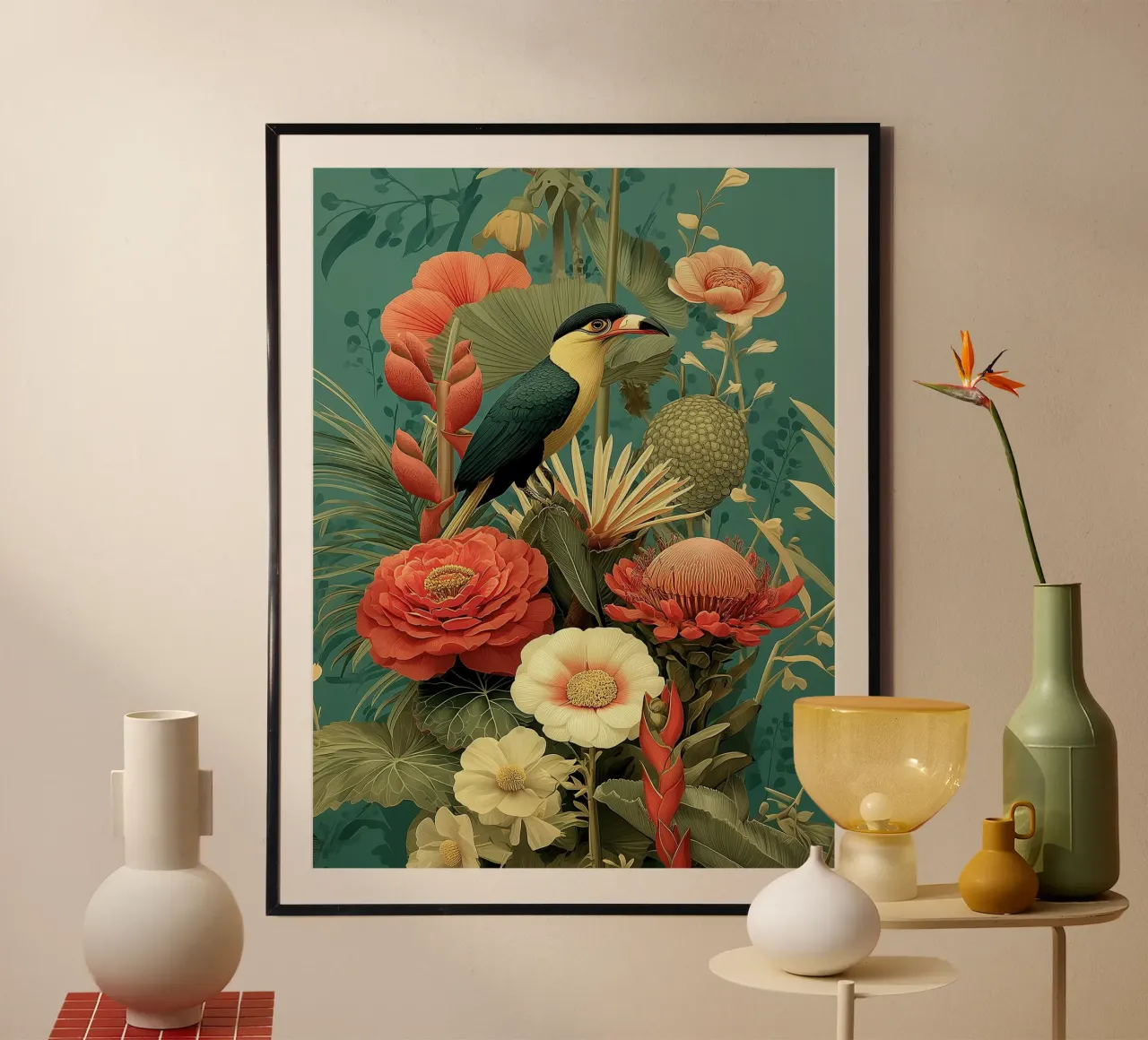 Vintage tropische botanica poster met aluminium frame van Little Things