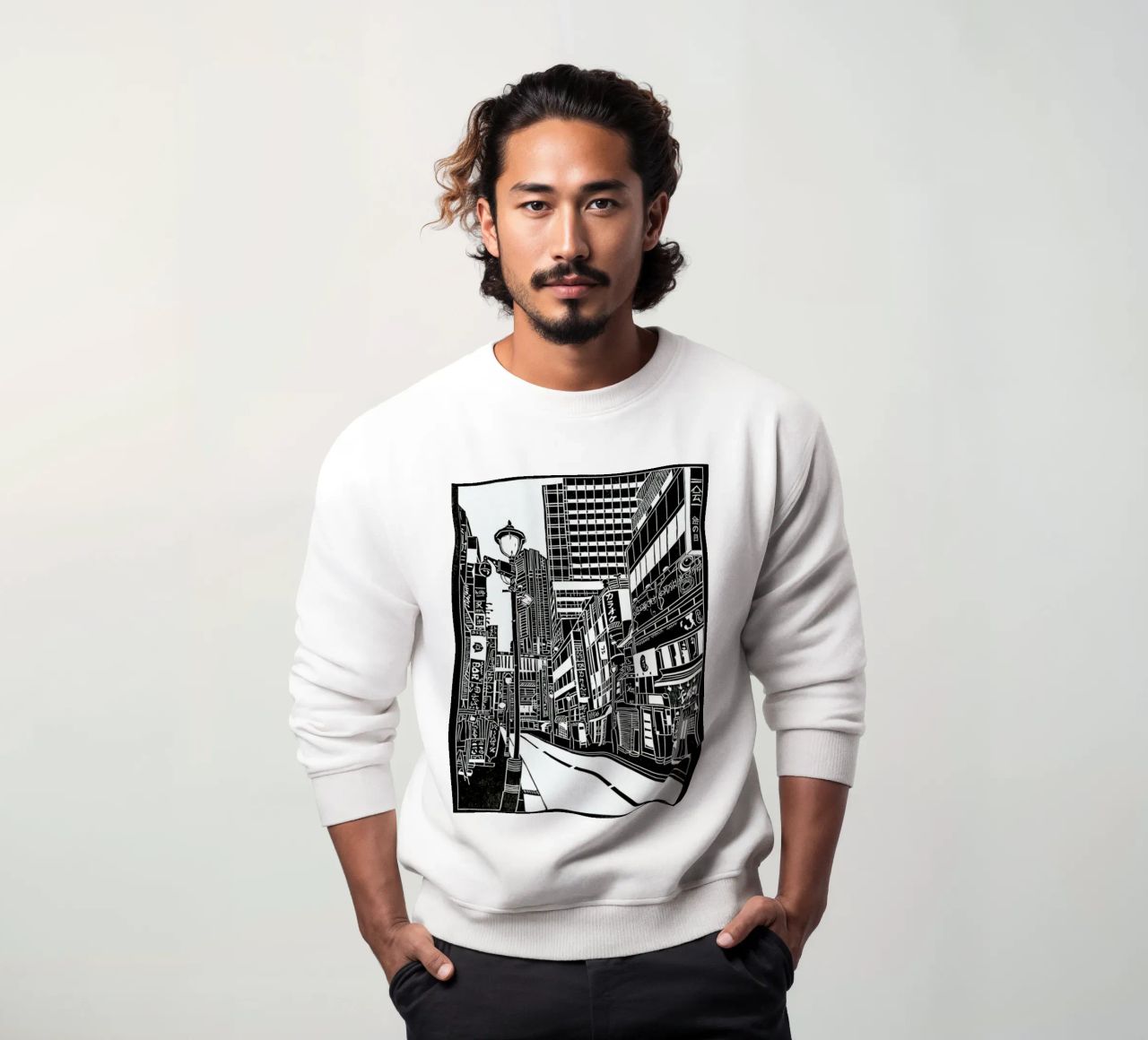 Tokyo Shibuya Blockprint felpa da Bianca Green