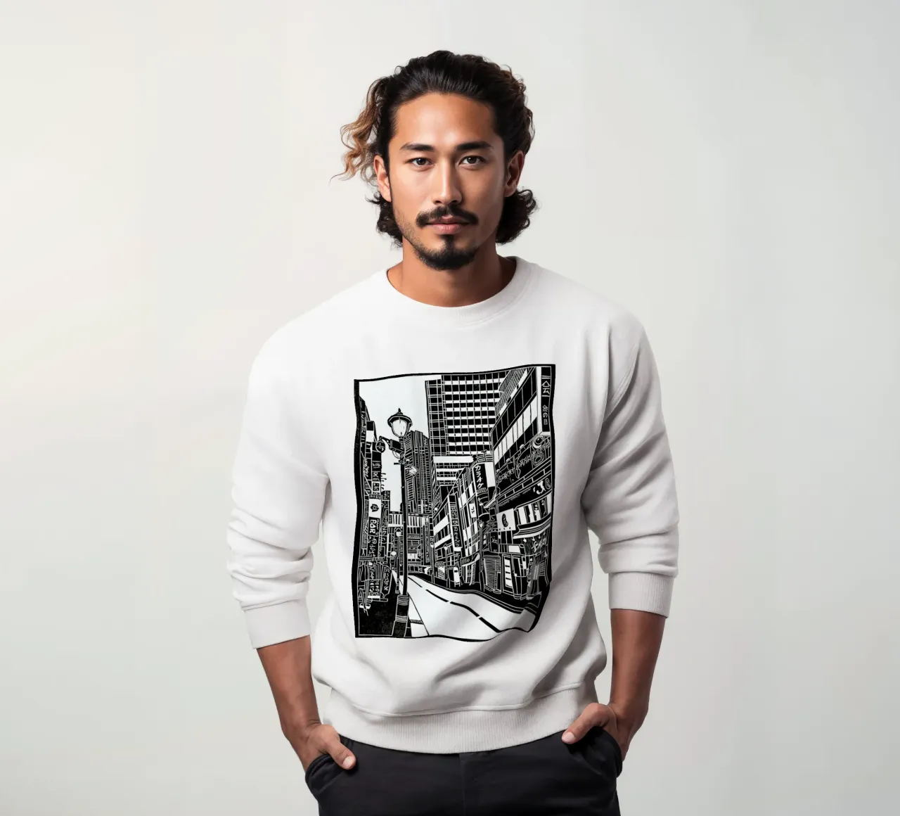 Tokyo Shibuya Blockprint felpa da Bianca Green