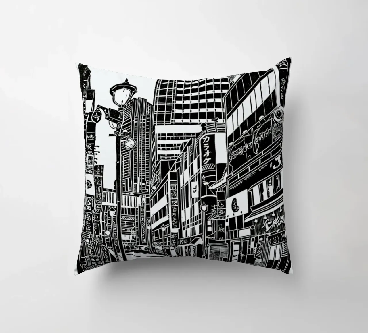 Tokyo Shibuya Blockprint cuscino da Bianca Green
