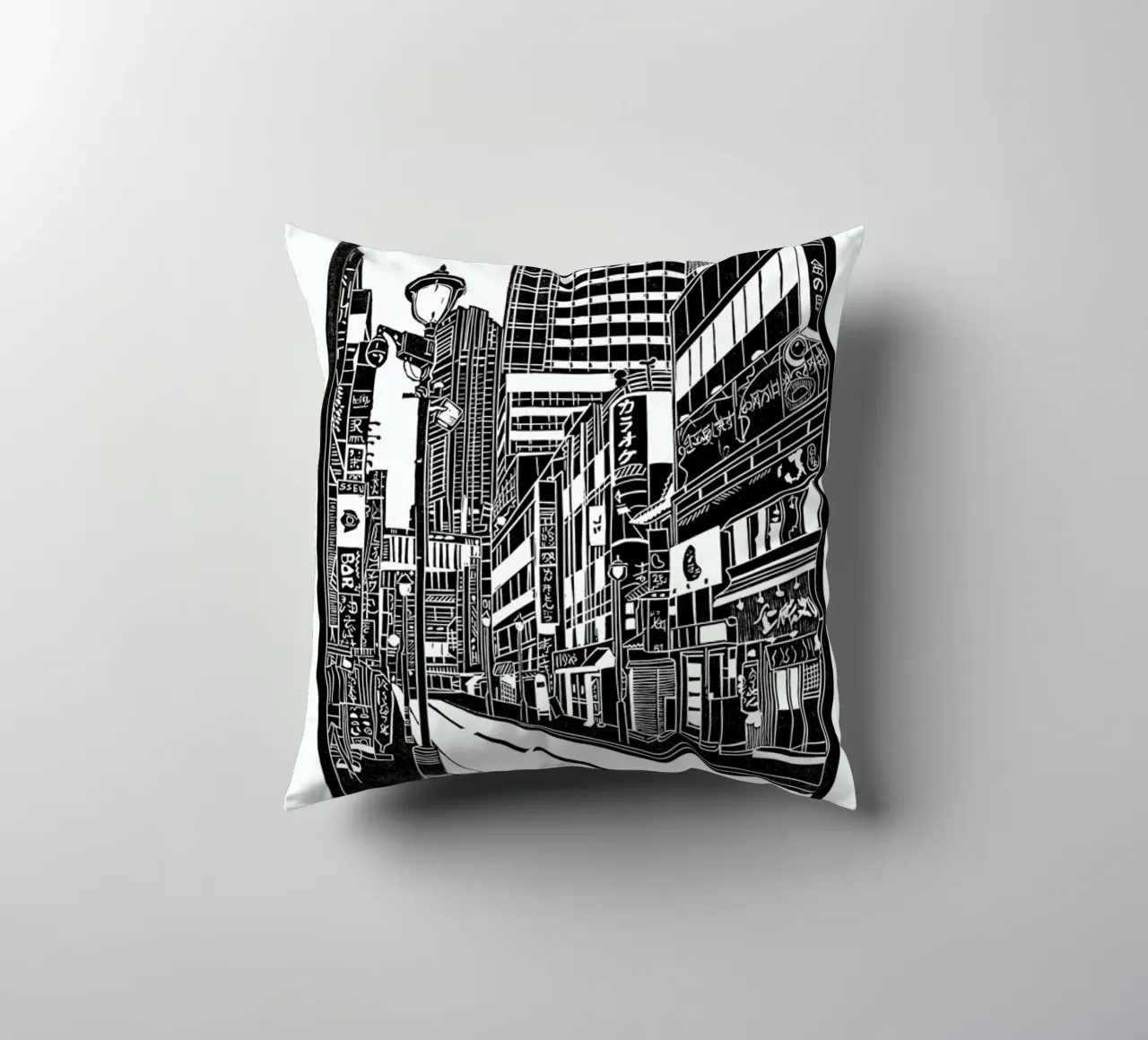 Tokyo Shibuya Blockprint cuscino da Bianca Green