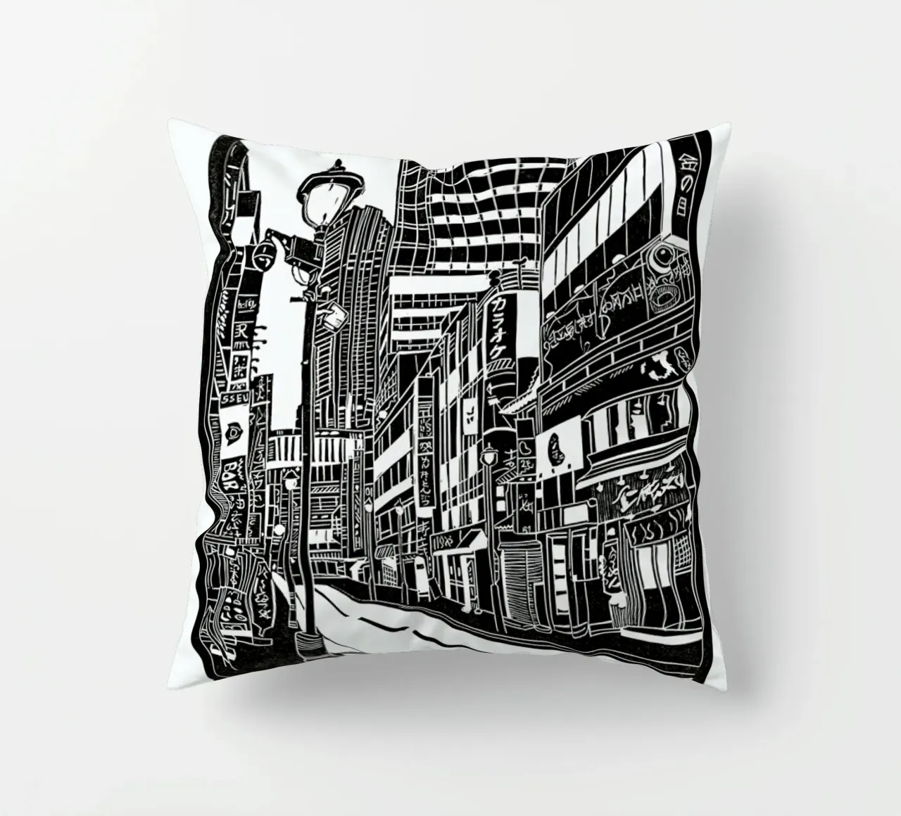 Tokyo Shibuya Blockprint cuscino da Bianca Green