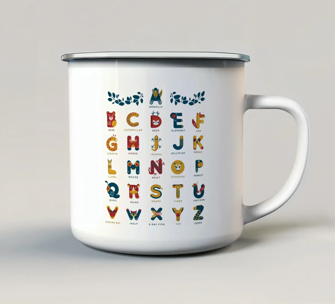 il mio primo alfabeto tazza in smalto da 🐹 BABY ART PRINTS