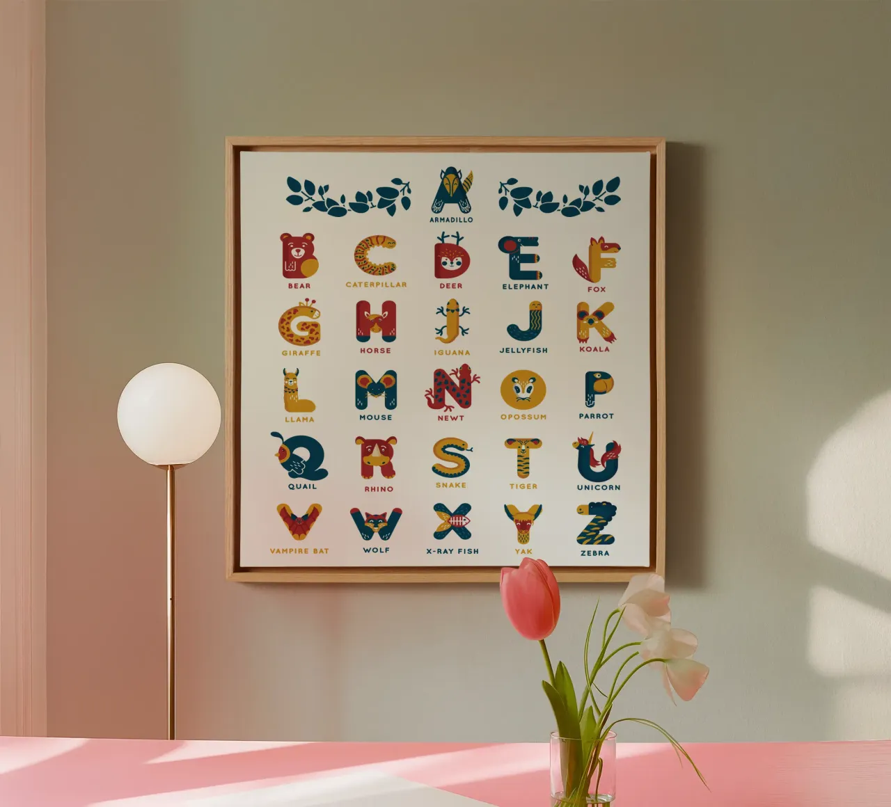 my first alphabet canvas with Floater frame by 🐹 BABY ART PRINTS