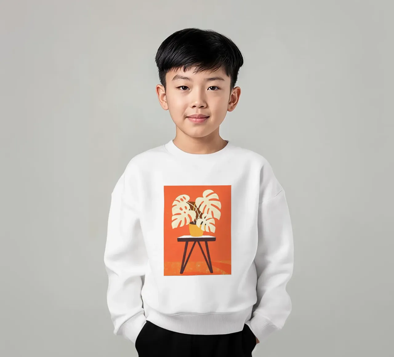 Monstera Retro Pop Flower kids sweatshirt by THE LATEST SHOP