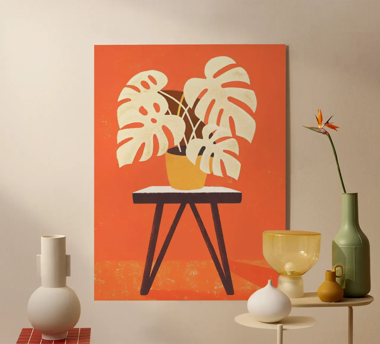 Monstera Retro Pop Flower acrylic glass by THE LATEST SHOP