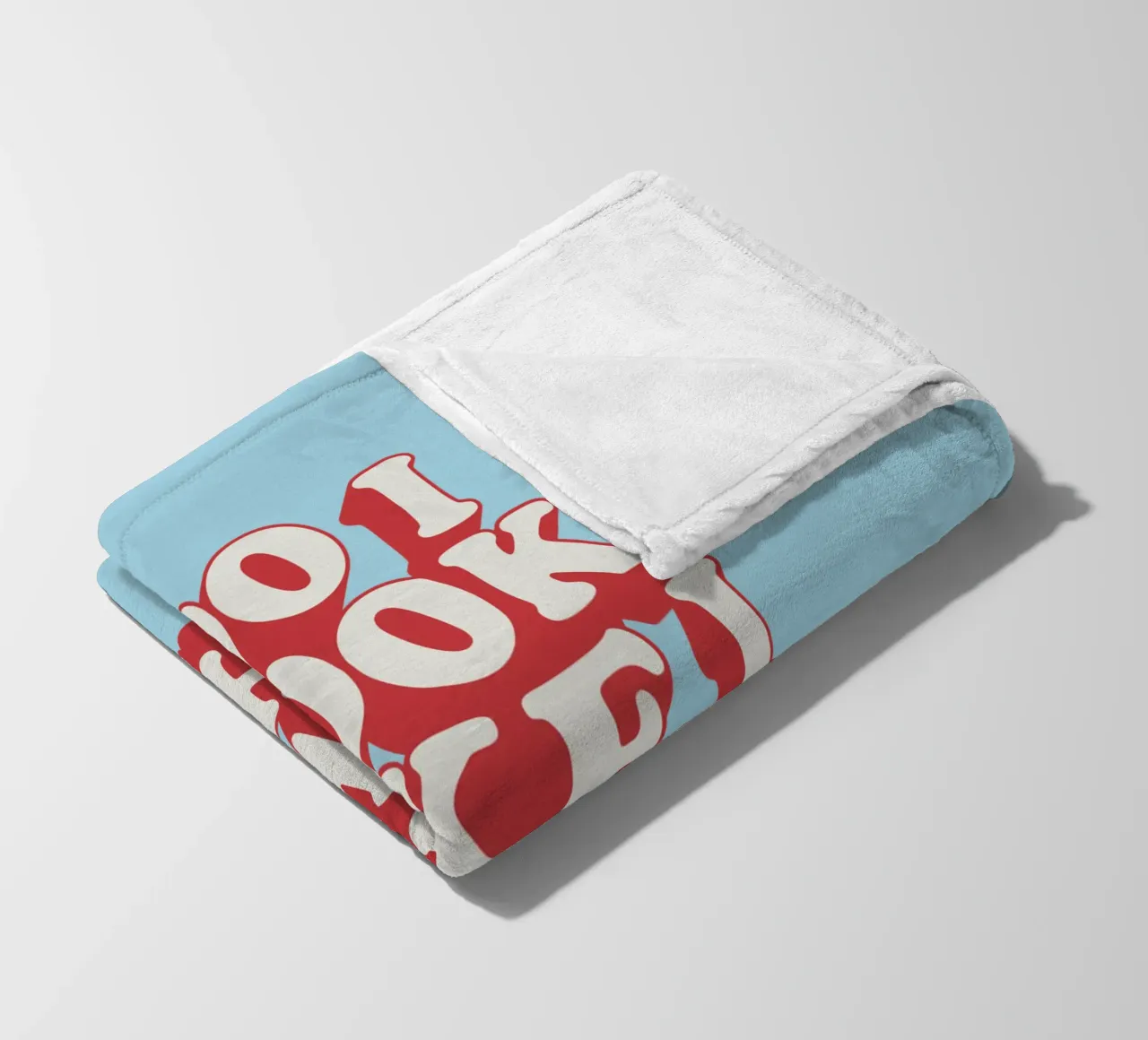 Stampa tipografica "Do I Look Like I Give a Shit" in rosso blu coperta in pile da THE MOTIVATED TYPE