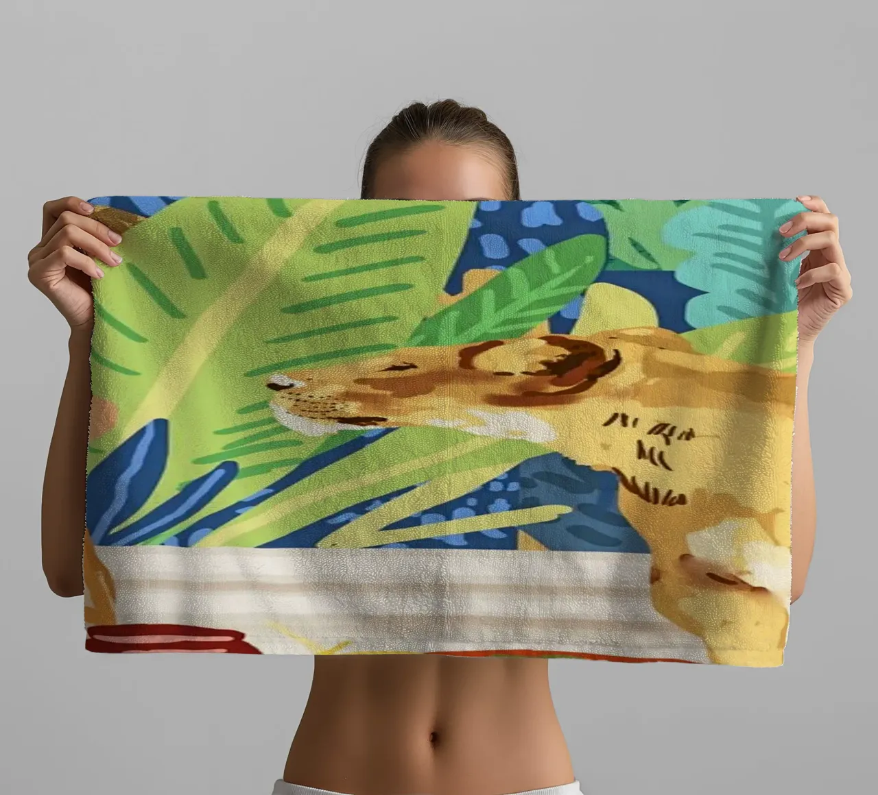 Jungleontbijt met leeuwen badhanddoek van 83oranges
