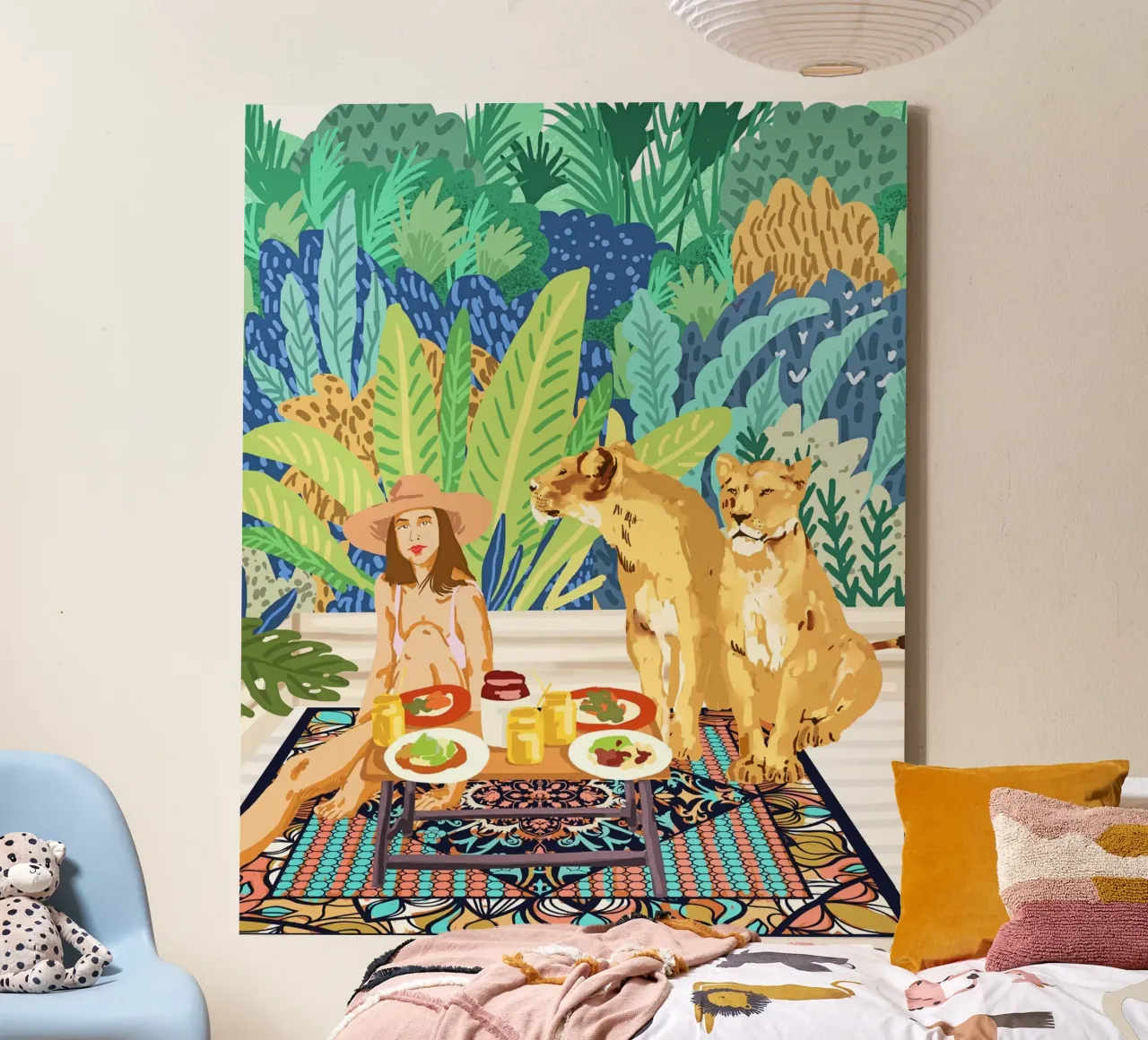 Jungleontbijt met leeuwen canvas van 83oranges