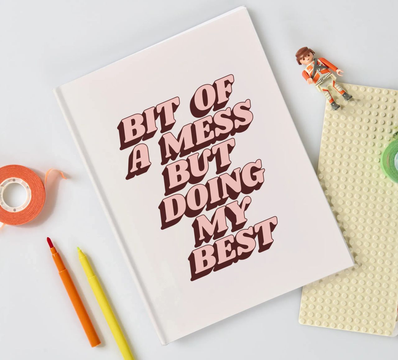 Bit of a Mess but Doing My Best Humorous Typography Print notebook by THE MOTIVATED TYPE
