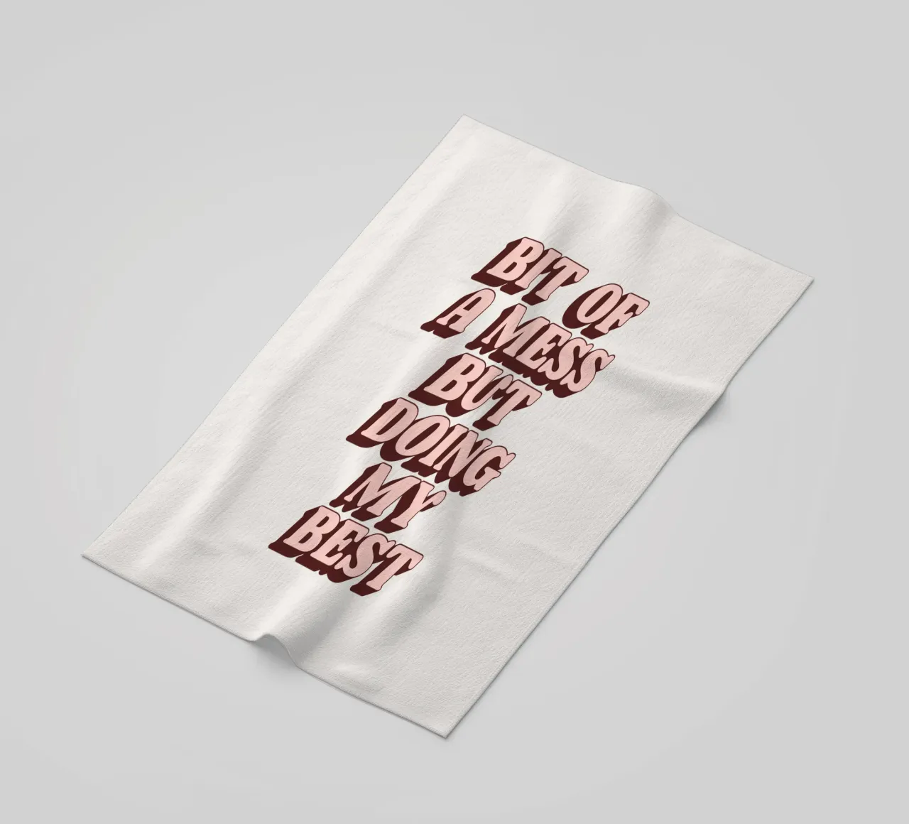 Bit of a Mess but Doing My Best Humorous Typography Print beach towel by THE MOTIVATED TYPE