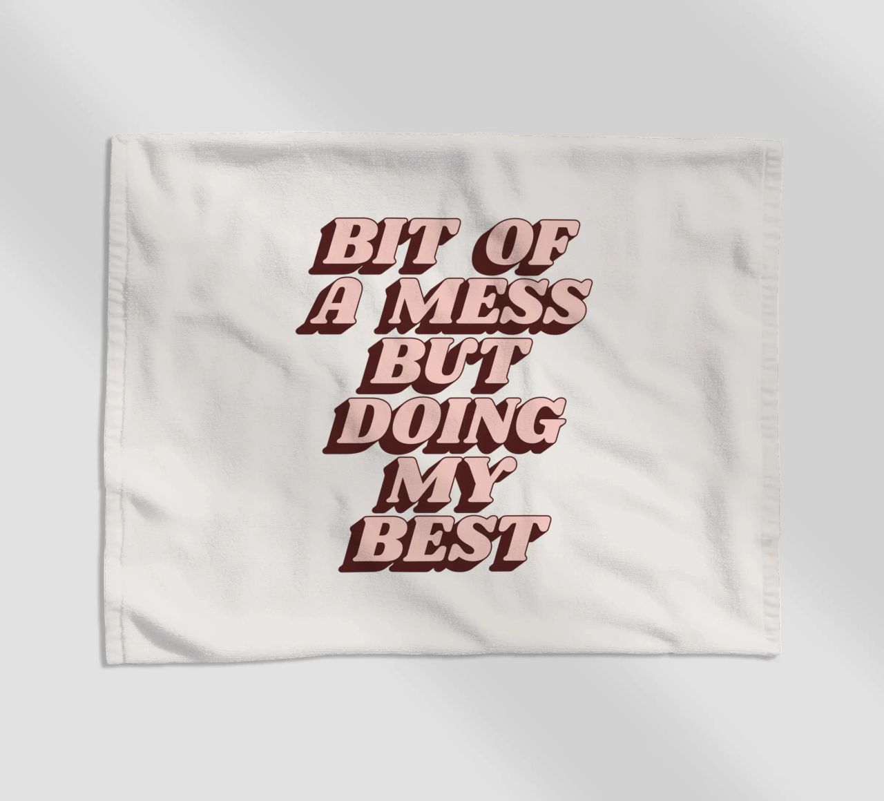 Bit of a Mess but Doing My Best Humorous Typography Print beach towel by THE MOTIVATED TYPE