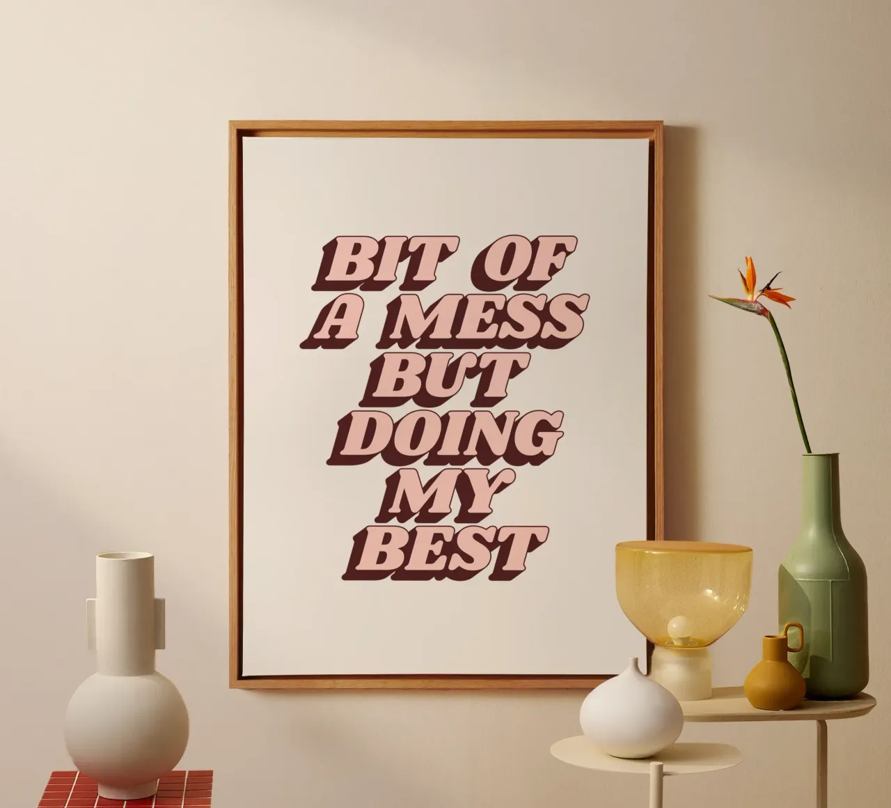 Un peu de désordre mais je fais de mon mieux Typographie humoristique Imprimé toile de THE MOTIVATED TYPE