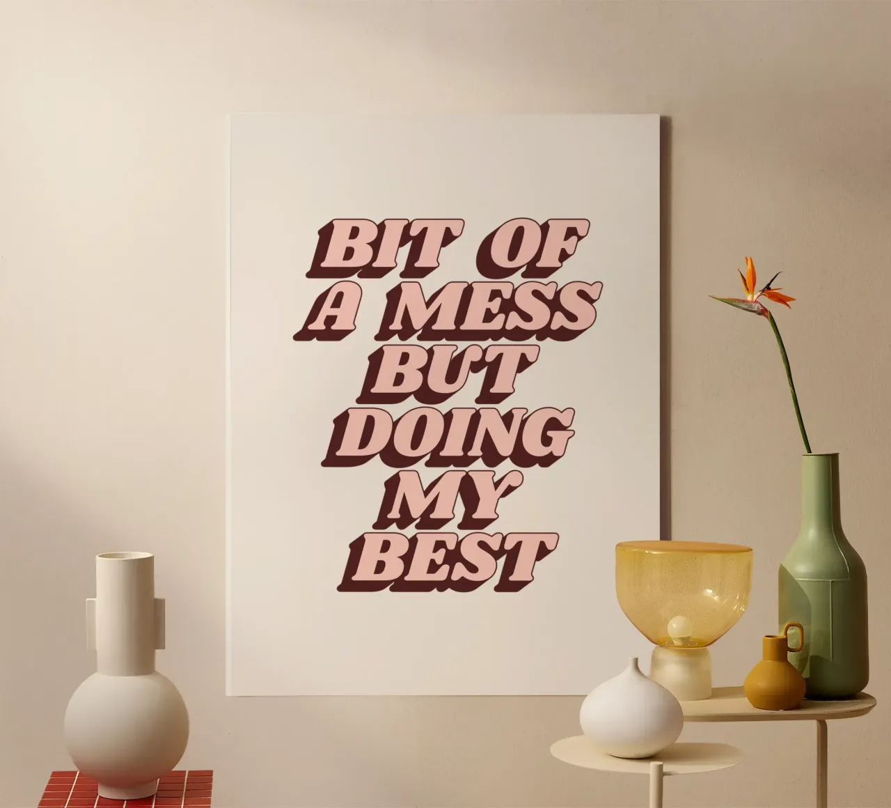 Un po' di confusione ma faccio del mio meglio Stampa tipografica umoristica tela da THE MOTIVATED TYPE