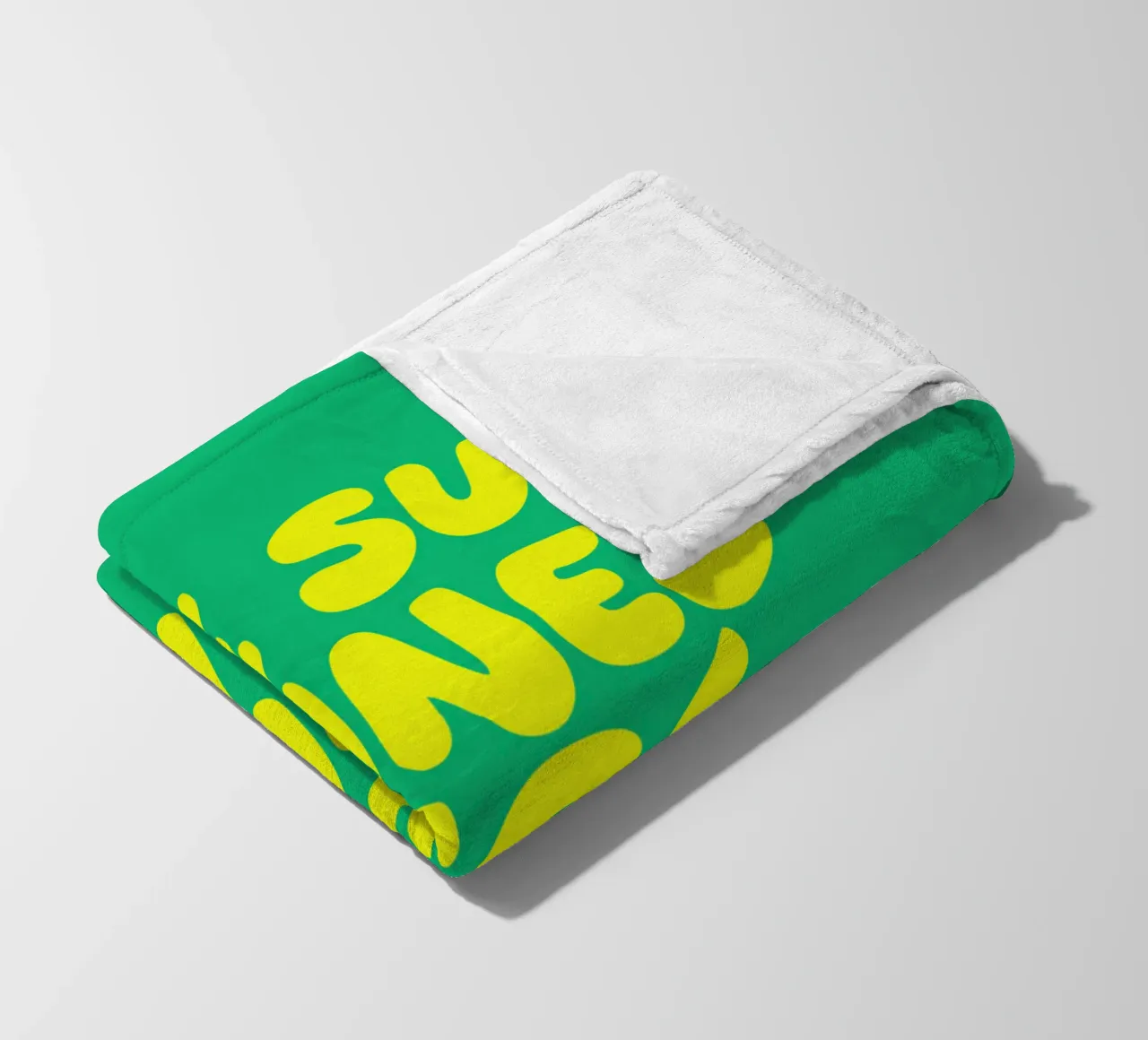 The Sun Shines Here Every Day Typography Print Green Yellow fleece blanket by THE MOTIVATED TYPE