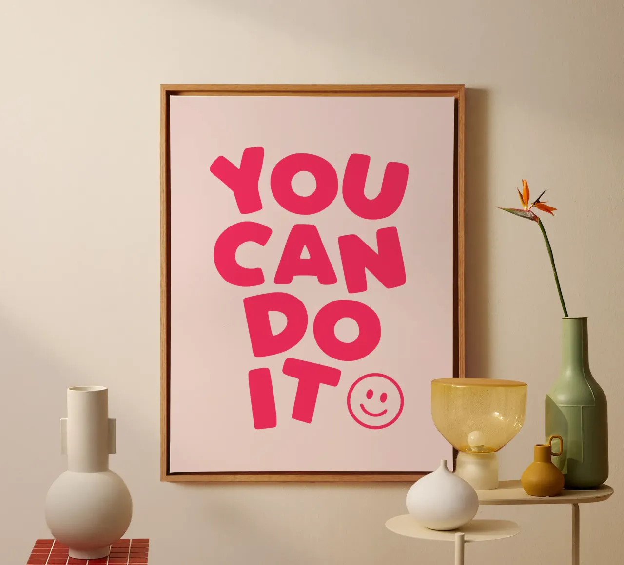 You Can Do It Motivational Typography Print in Bold Pink canvas with Floater frame by THE MOTIVATED TYPE