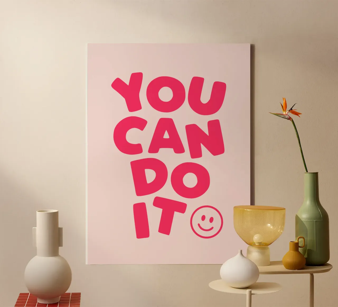 You Can Do It Motivational Typography Print in Bold Pink canvas with Floater frame by THE MOTIVATED TYPE