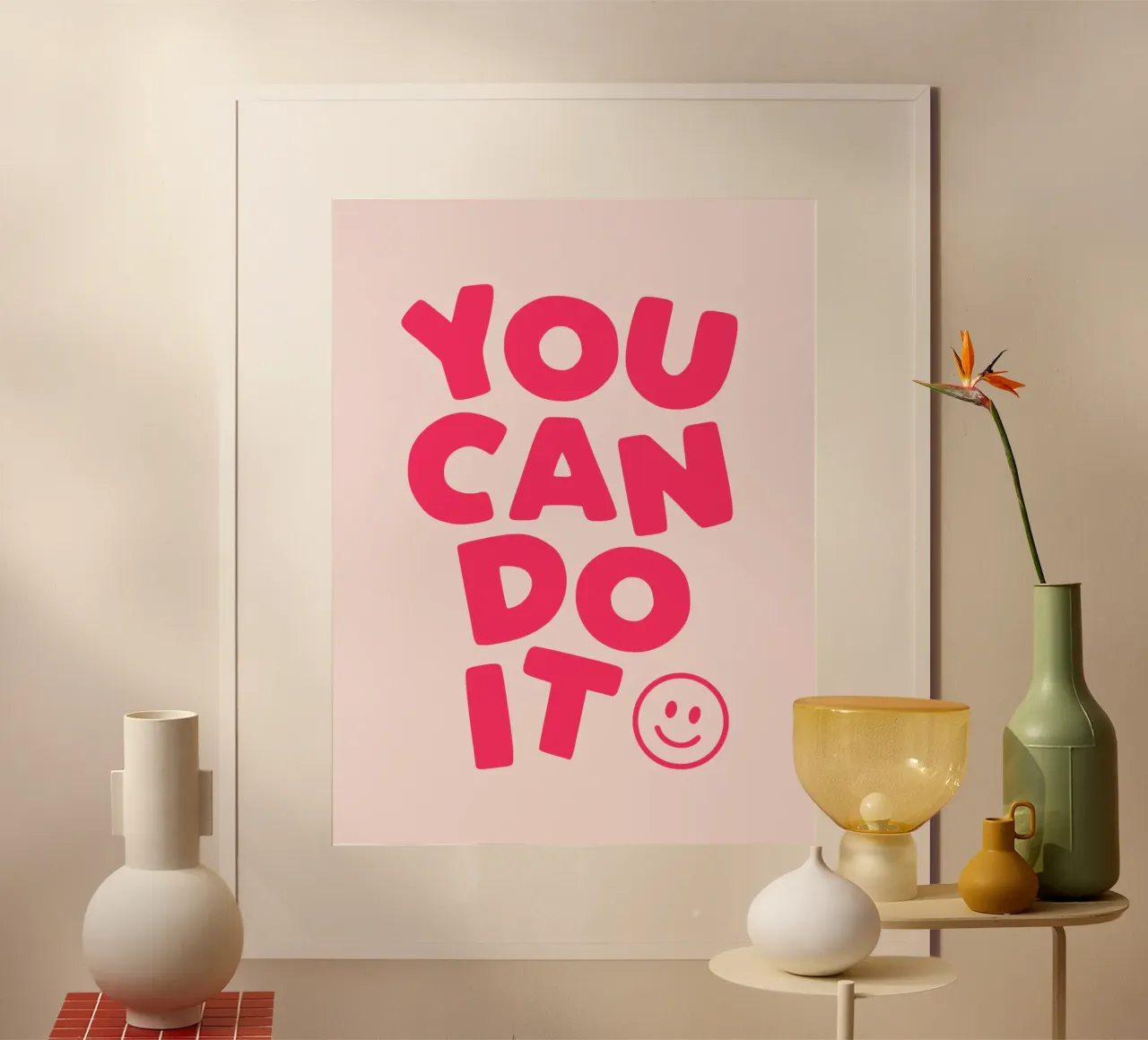 You Can Do It Motivational Typography Print in Bold Pink poster by THE MOTIVATED TYPE