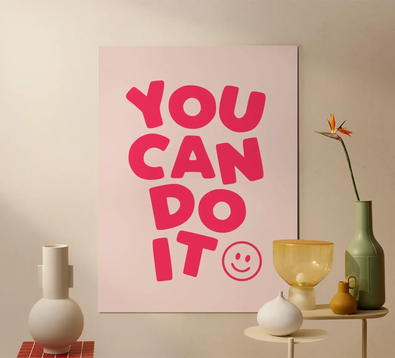 You Can Do It Motivational Typography Print in Bold Pink poster by THE MOTIVATED TYPE