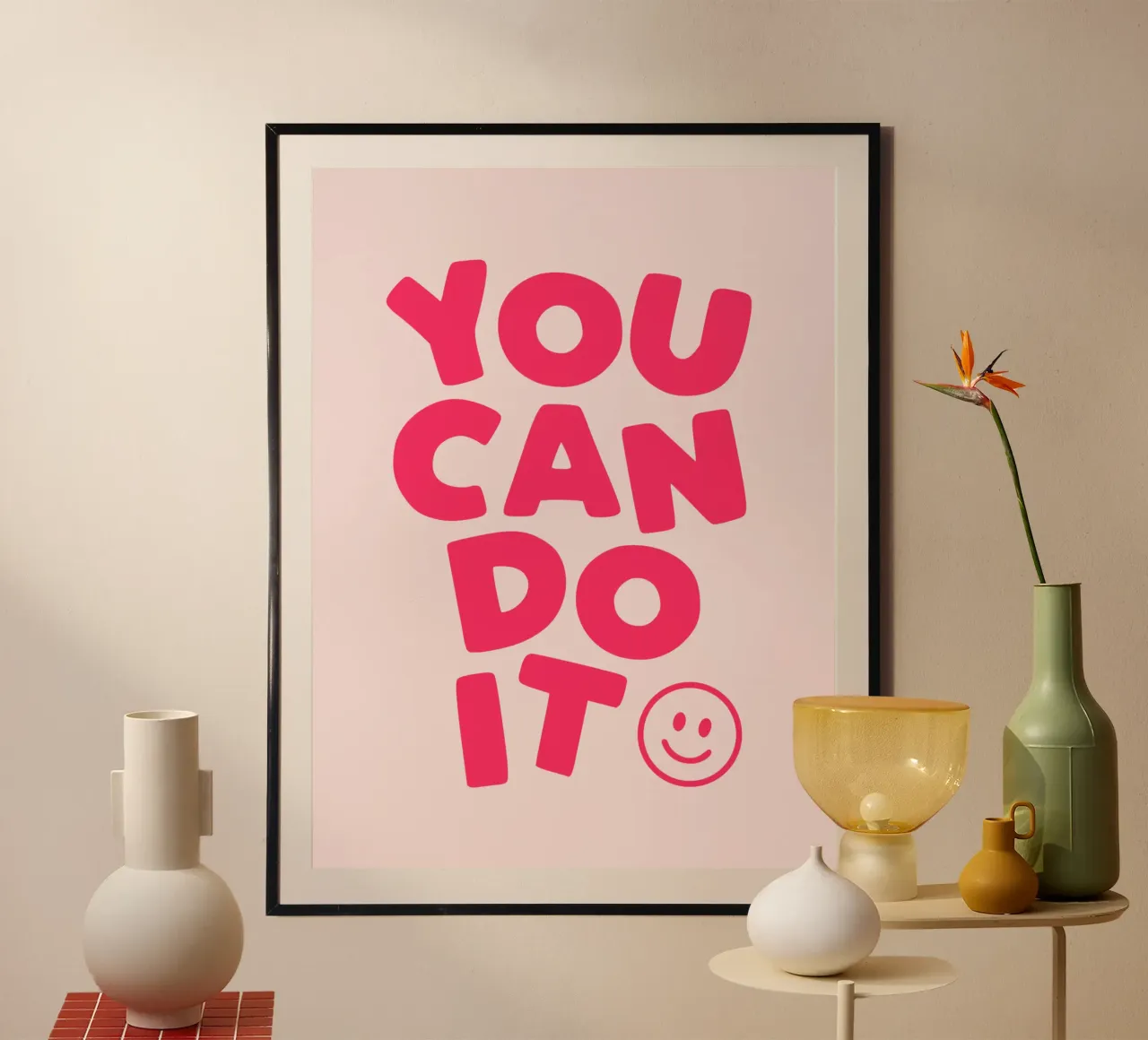 You Can Do It Motivational Typography Print in Bold Pink poster by THE MOTIVATED TYPE
