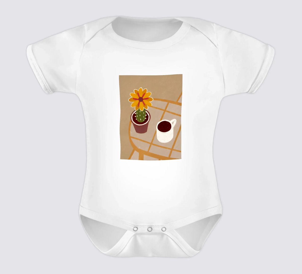 Cactus e caffè Retro Pop body neonato maniche corte da THE LATEST SHOP