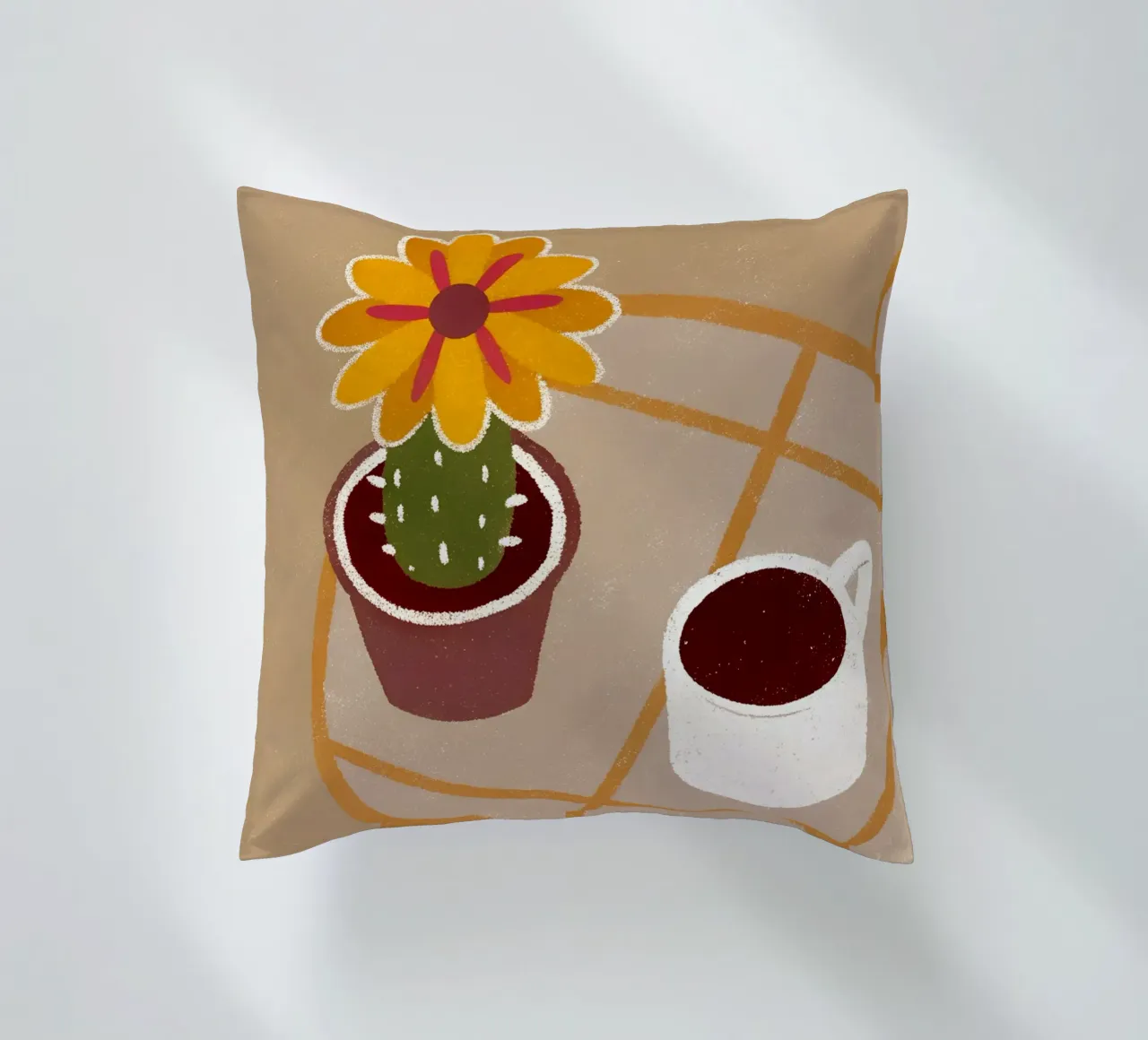 Cactus e caffè Retro Pop cuscino da THE LATEST SHOP