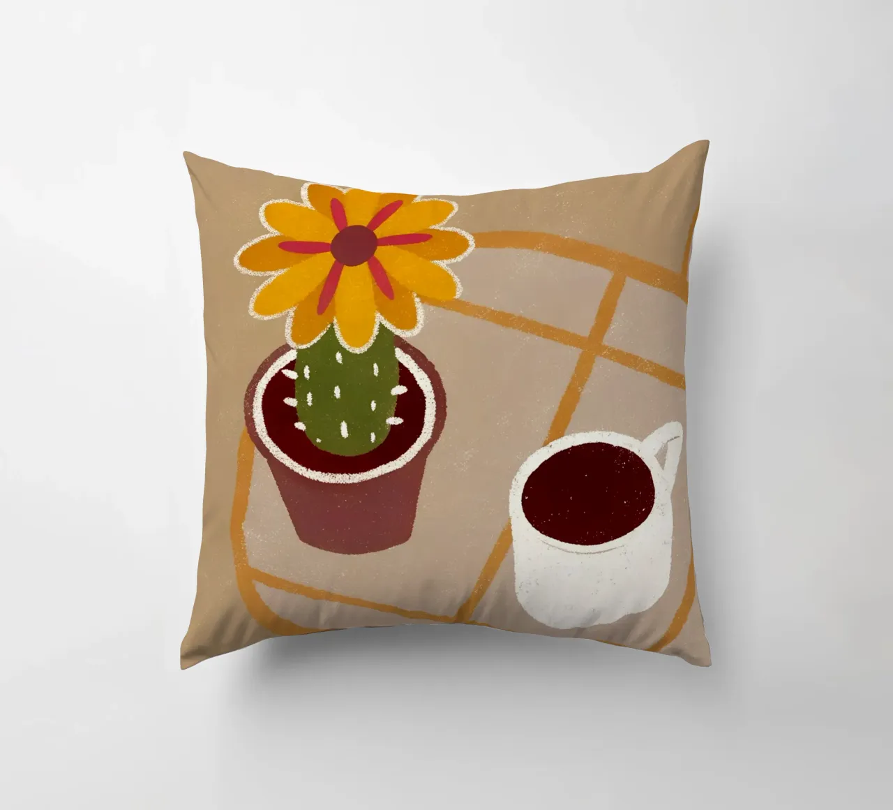 Cactus e caffè Retro Pop cuscino da THE LATEST SHOP