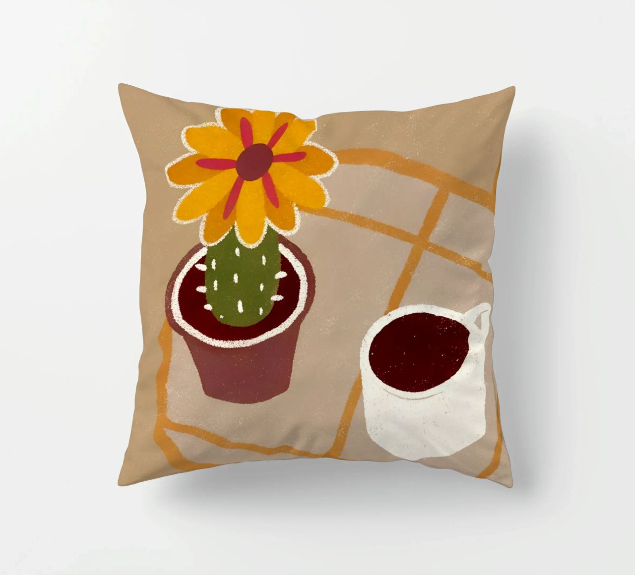 Cactus e caffè Retro Pop cuscino da THE LATEST SHOP