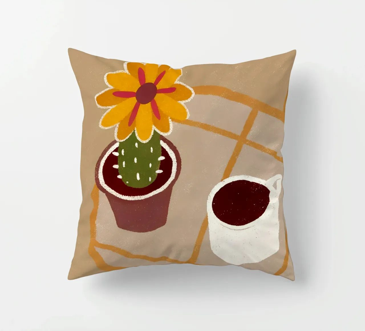 Cactus e caffè Retro Pop cuscino da THE LATEST SHOP