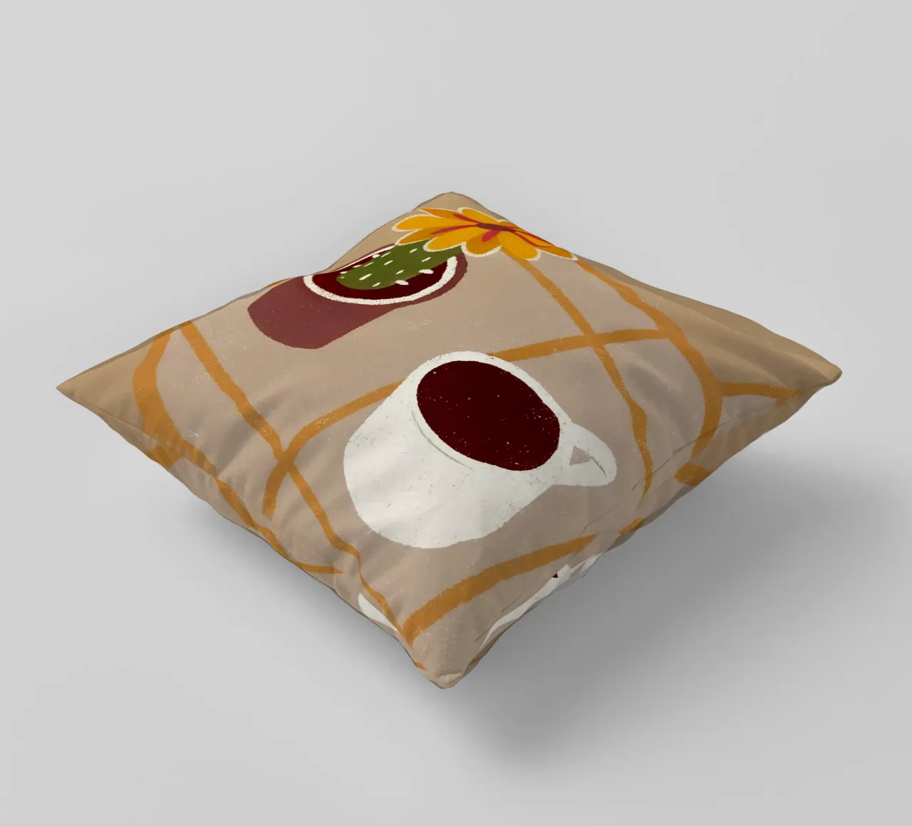 Cactus e caffè Retro Pop cuscino da THE LATEST SHOP