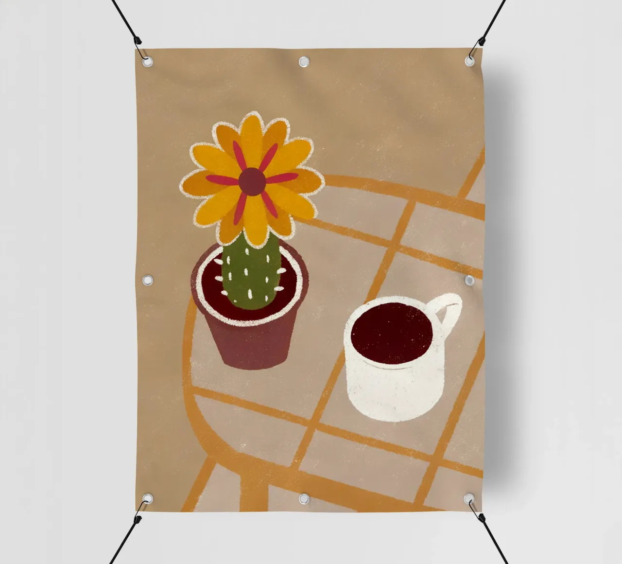 Cactus e caffè Retro Pop telo in pvc da THE LATEST SHOP