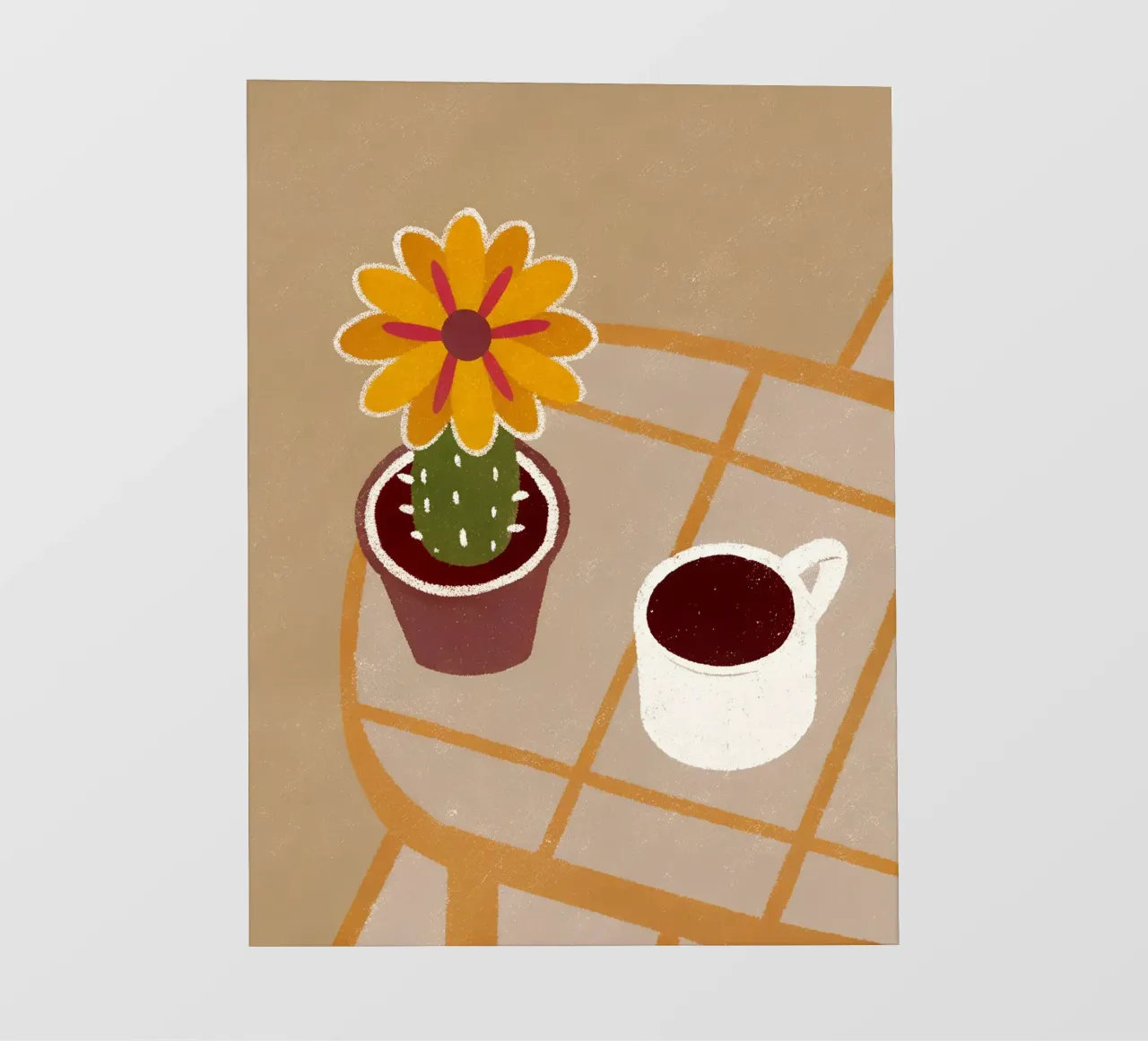 Cactus e caffè Retro Pop telo in pvc da THE LATEST SHOP