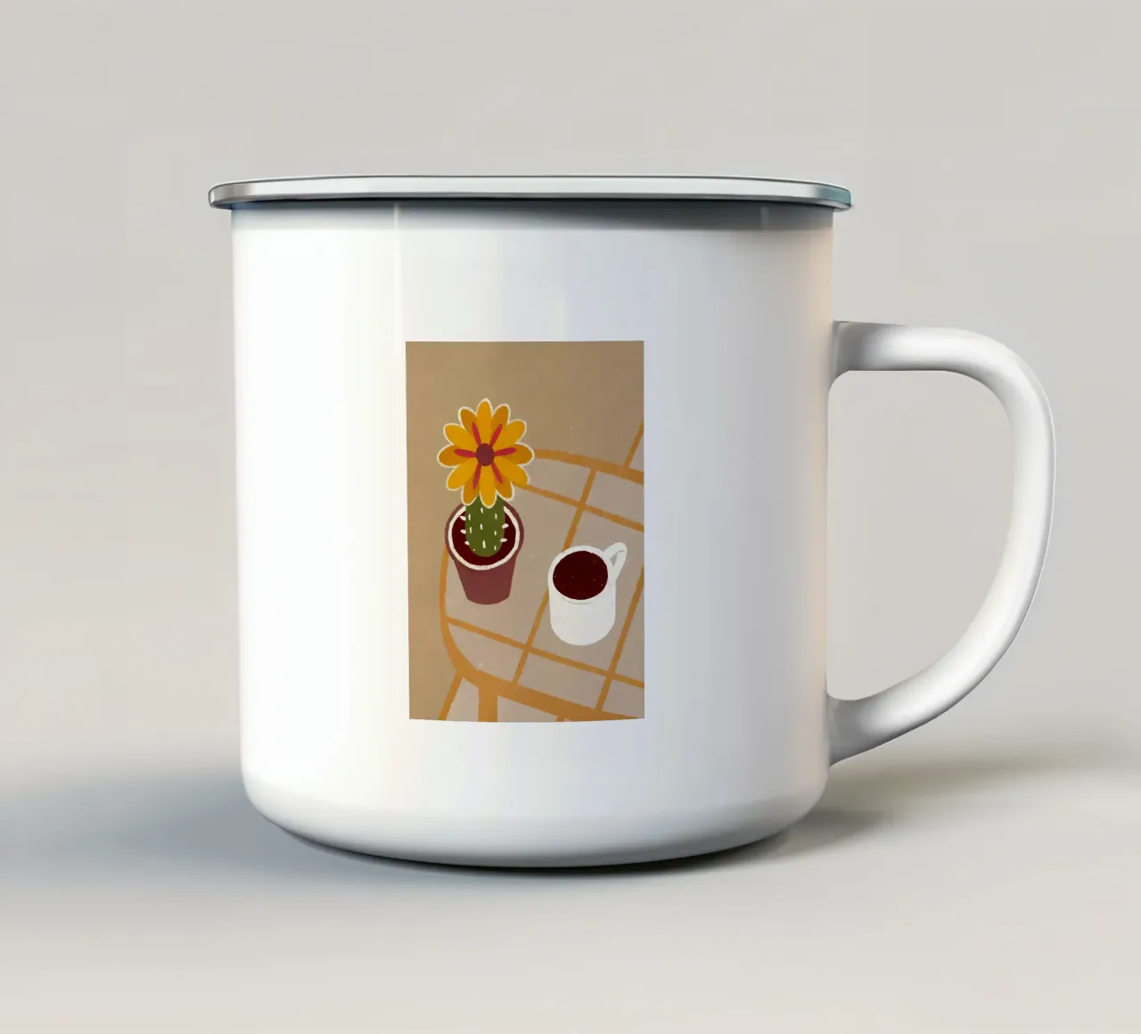 Kaktus und Kaffee Retro Pop Emaille Tasse von THE LATEST SHOP