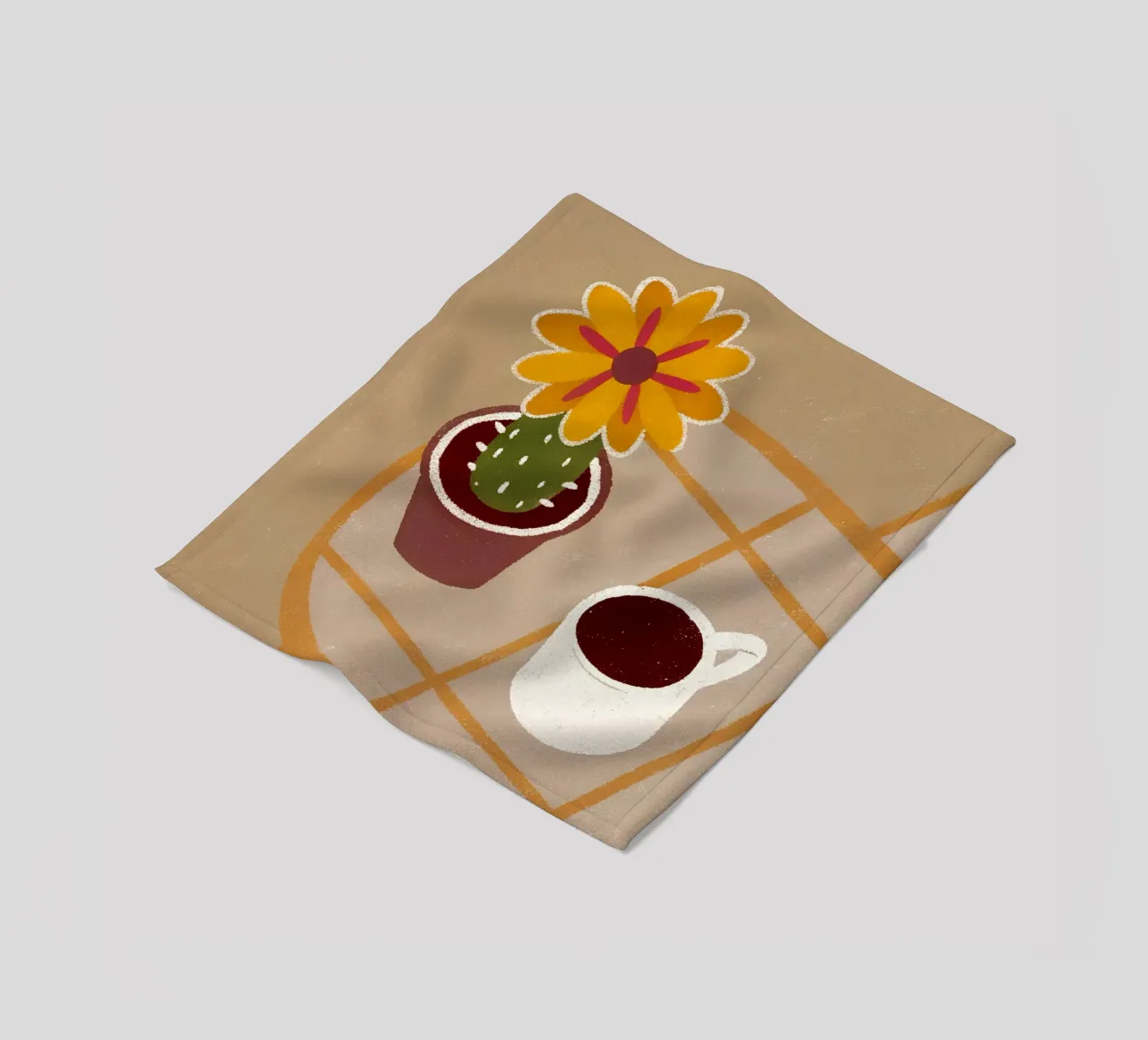 Cactus e caffè Retro Pop coperta in pile da THE LATEST SHOP