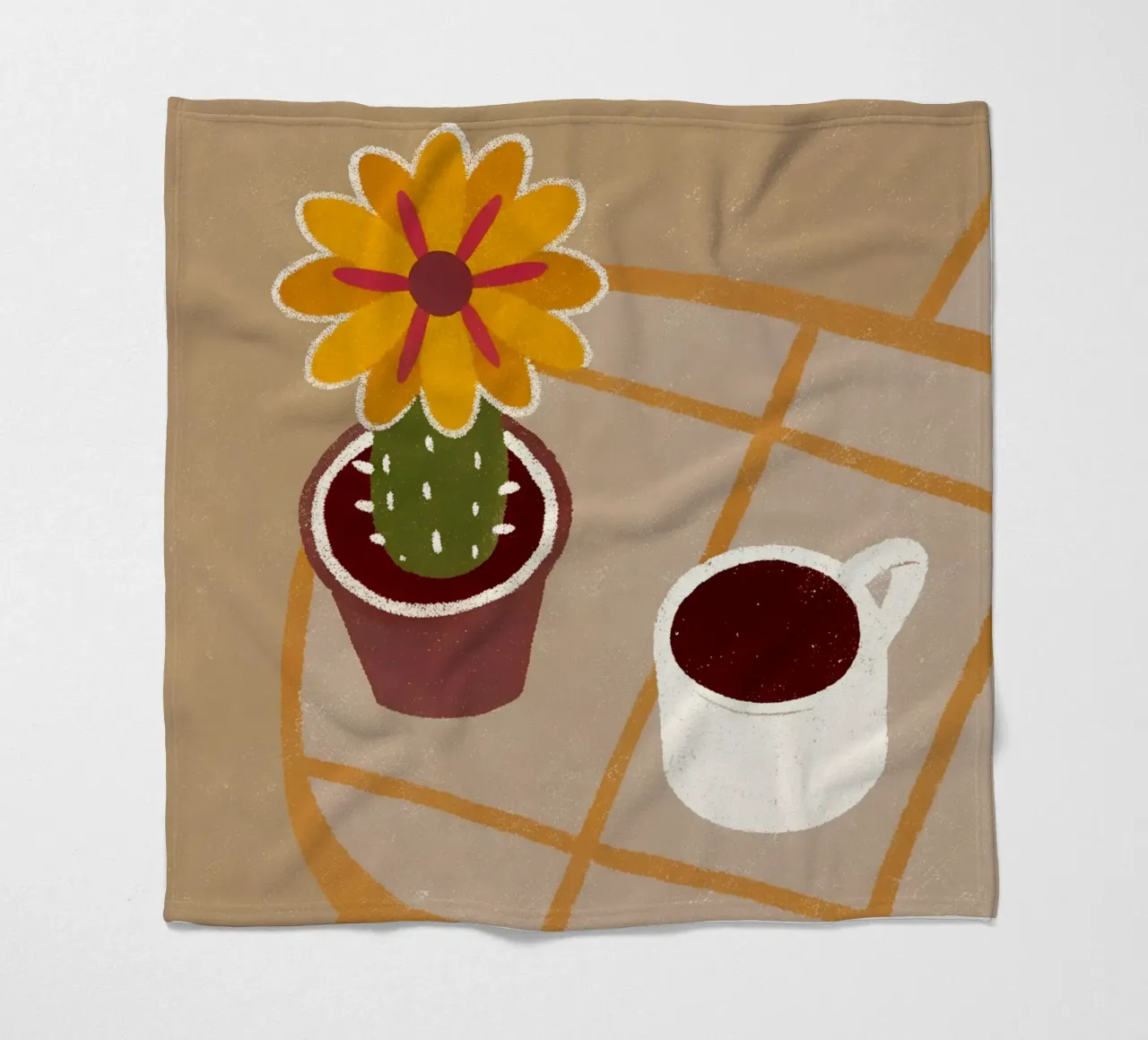 Cactus e caffè Retro Pop coperta in pile da THE LATEST SHOP